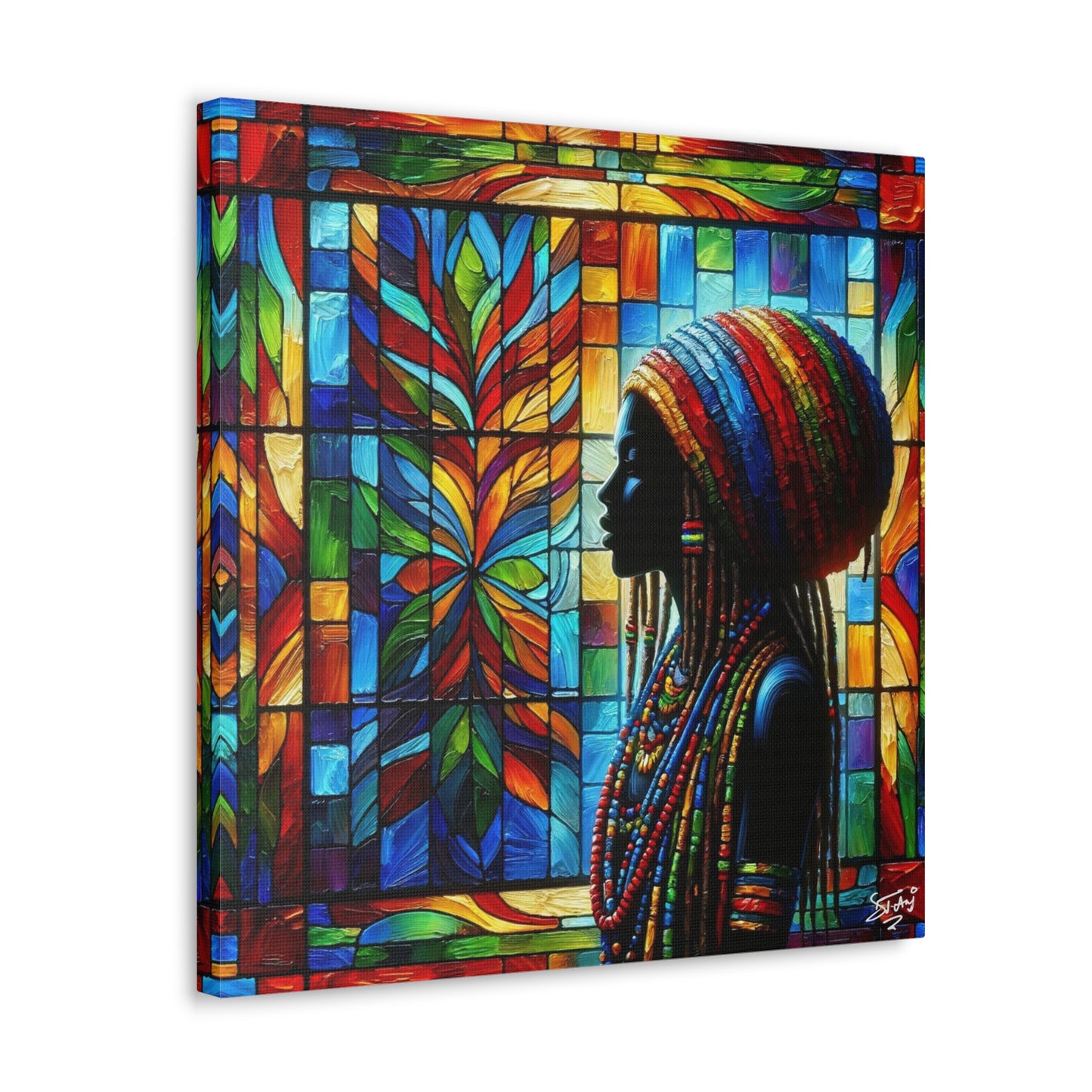 Art Print, Afro-Caribbean Woman, Oil Finish, West Indian Ethnicity, Cultural, Heritage, Semi-Abstract, Canvas Gallery Wrap