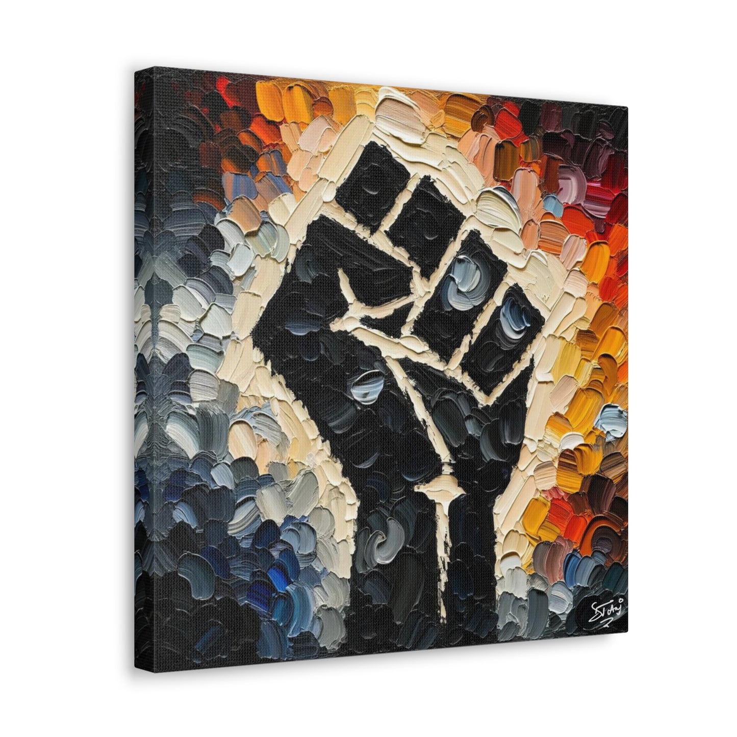 Art Print, Black Hand, Black Power, Oil Finish, Unity, One Love, Semi-Abstract, Canvas Gallery Wrap