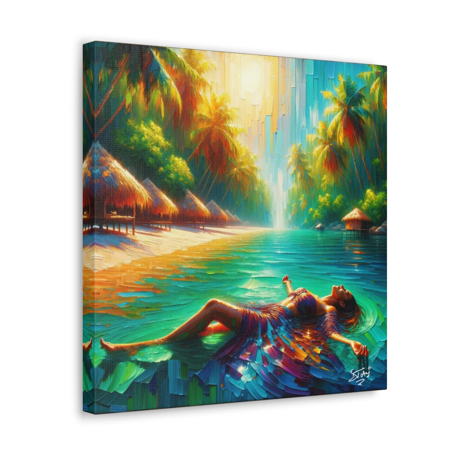 Art Print, Indo-Caribbean Woman, "Floating" Oil Finish, West Indian Ethnicity, Cultural, Heritage, Abstract, Canvas Gallery Wrap