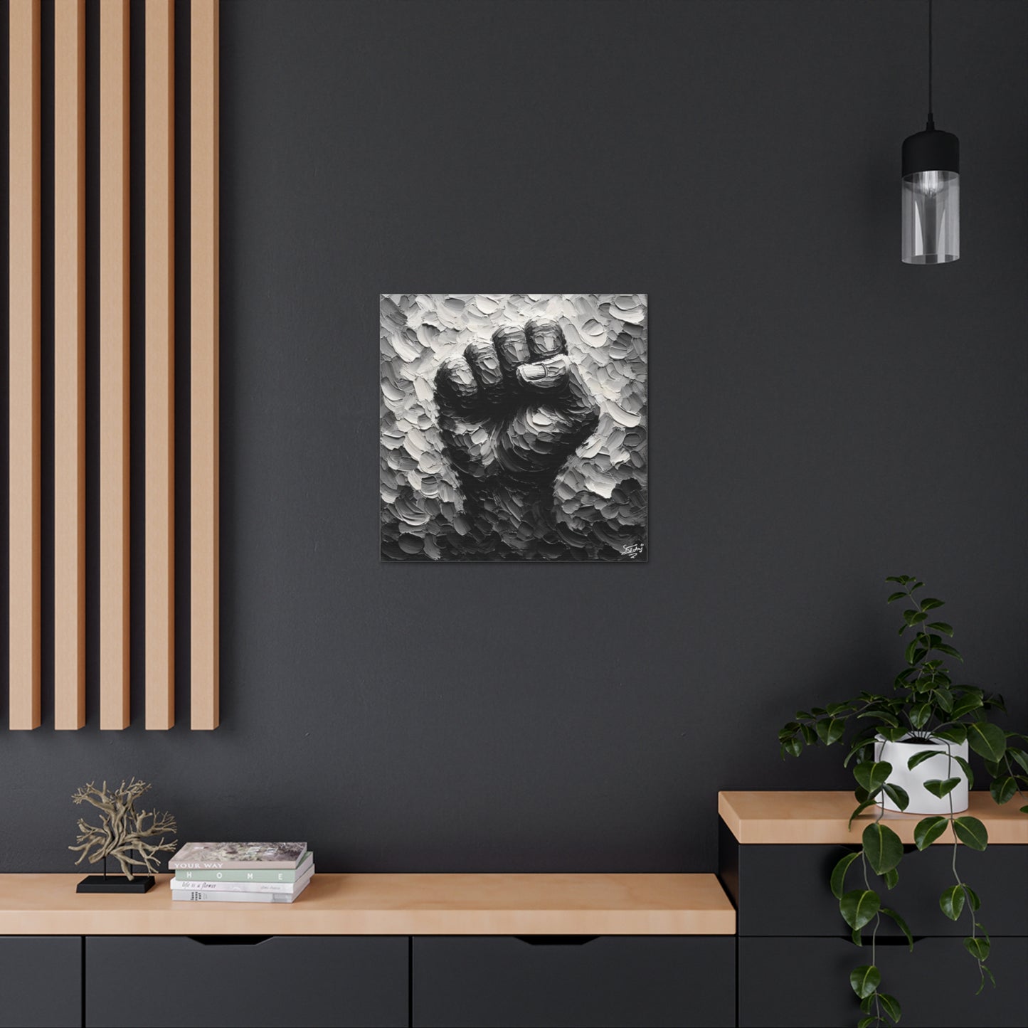 Art Print, Black Hand, Black Power, Oil Finish, Unity, One Love, Semi-Abstract, Canvas Gallery Wrap