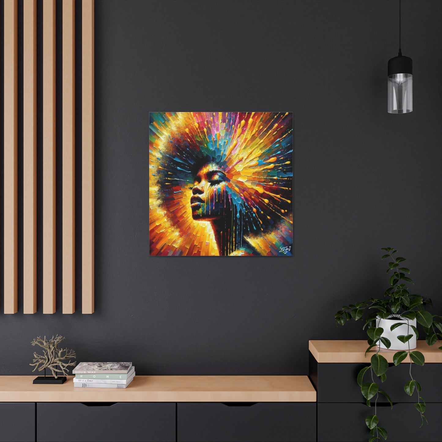 Art Print, Afro-Caribbean Woman, Oil Finish, West Indian Ethnicity, Cultural, Heritage, Semi-Abstract, Canvas Gallery Wrap