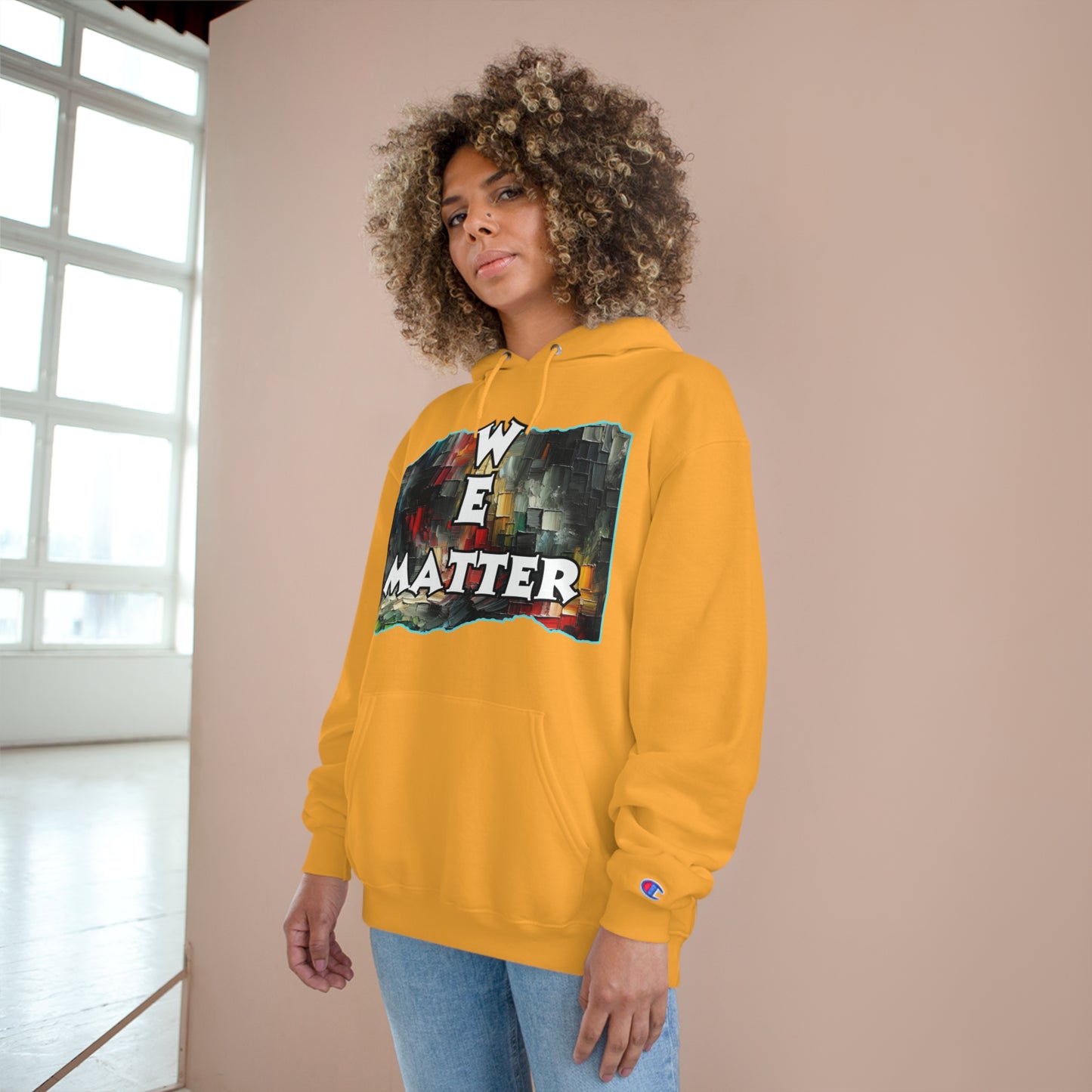 Champion Hoodie, "We Matter" Inclusion, Anti-Racism, Racial Justice, One Love, Unity, Diversity, Immigrant Outsiders, Caribbean Culture, FashionWithPurpose, ConsciousClothing, Cultural Identity, Black Inspiration Empowerment