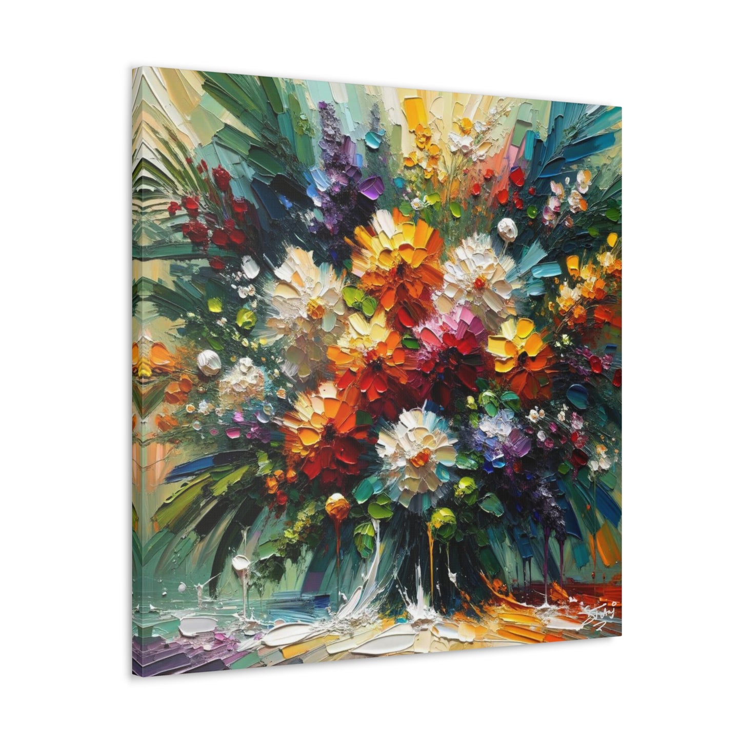 Art Print, Caribbean Flowers, Oil Finish, Caribbean Nature, Cultural, Heritage, Semi-Abstract, Canvas Gallery Wrap