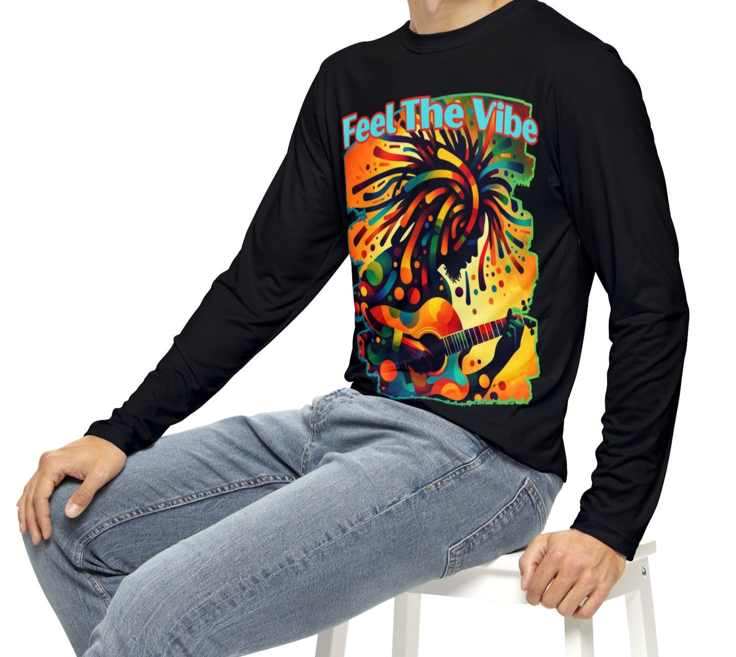 Men's Brushed Polyester Long Sleeve Shirt (AOP) "Feel The Vibe"