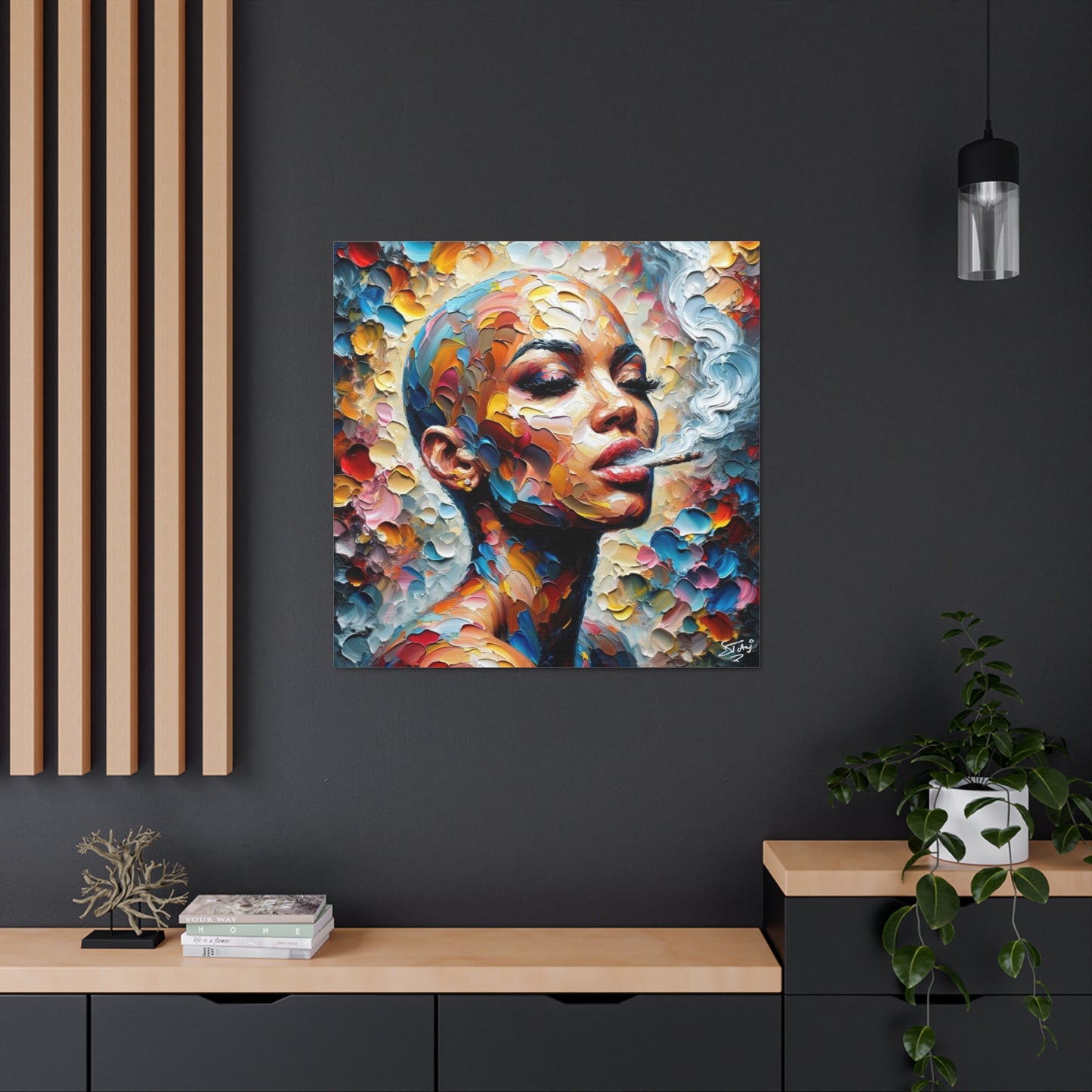 Art Print, Afro-Caribbean Woman, Oil Finish, West Indian Ethnicity, Cultural, Heritage, Semi-Abstract, Canvas Gallery Wrap