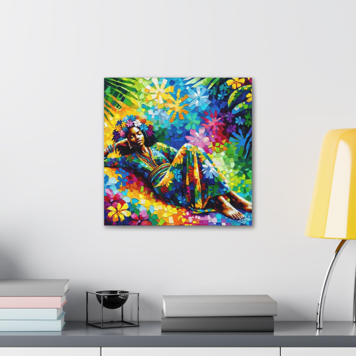 Art Print, Afro-Caribbean Woman, Oil Finish, West Indian Ethnicity, Cultural, Heritage, Semi-Abstract, Canvas Gallery Wrap