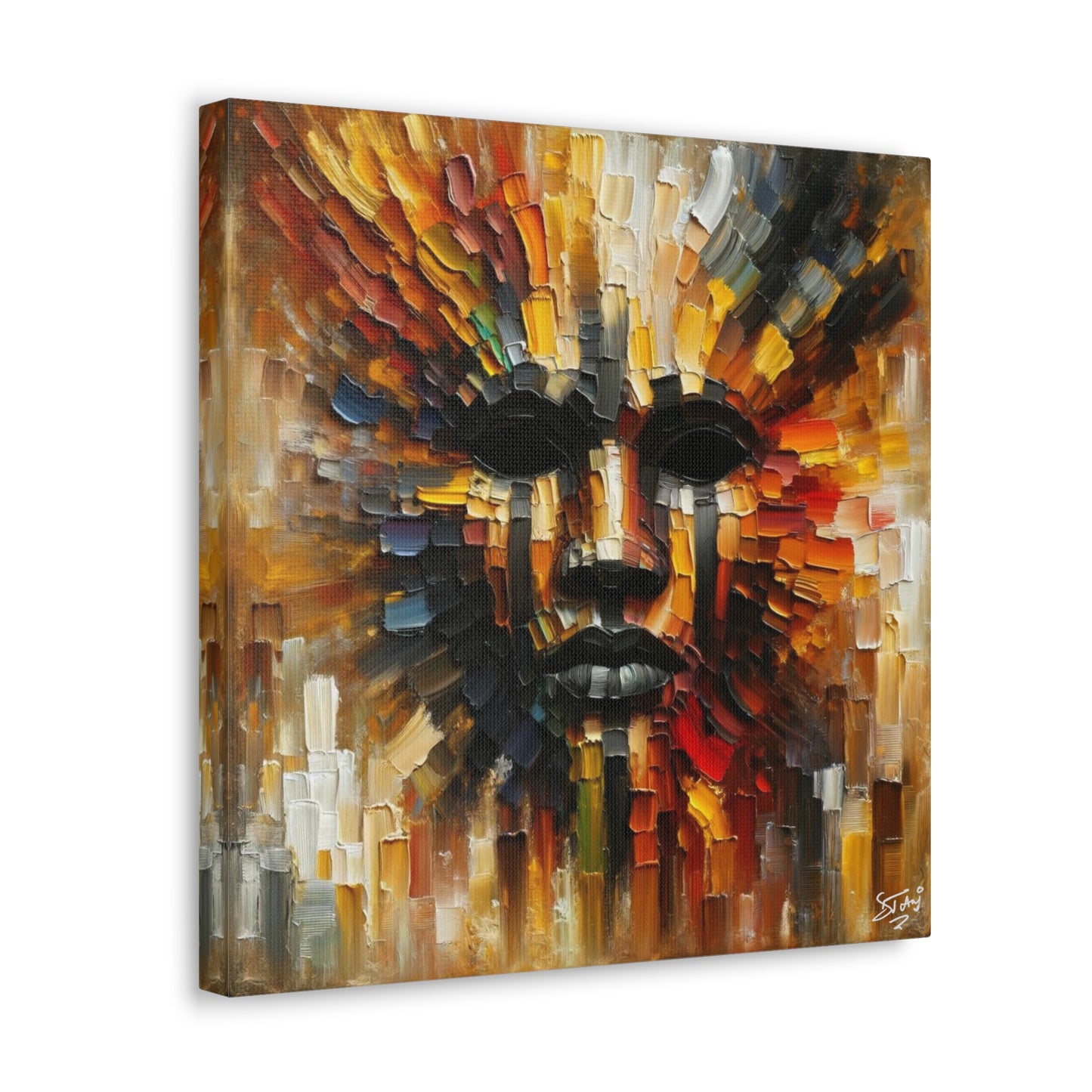 Art Print, Afro-Caribbean Mask, Oil Finish, Carnival,  West Indian Ethnicity, Cultural, Heritage, Semi-Abstract, Canvas Gallery Wrap