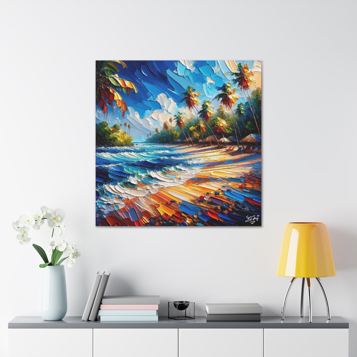 Art Print of Caribbean Beach Scene, Tobago, West Indian Art, Canvas Gallery Wraps