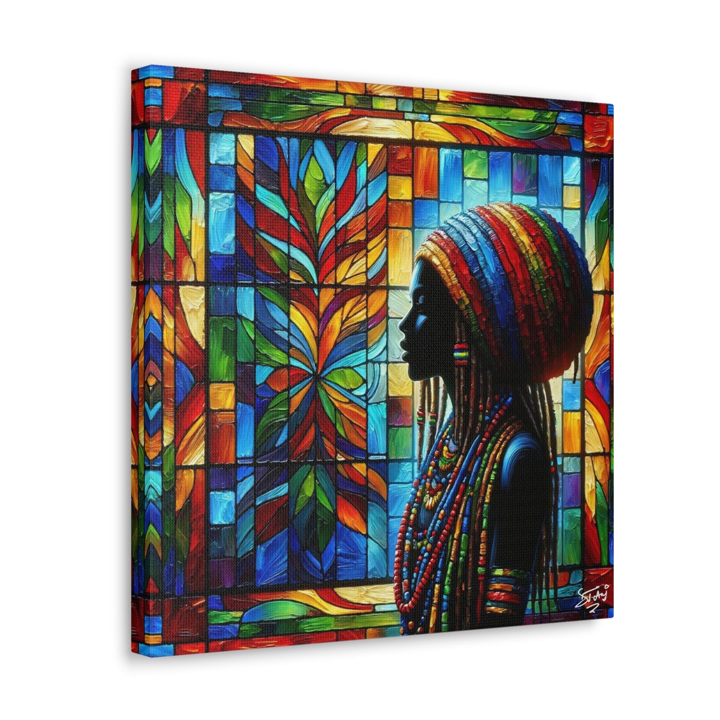 Art Print, Afro-Caribbean Woman, Oil Finish, West Indian Ethnicity, Cultural, Heritage, Semi-Abstract, Canvas Gallery Wrap