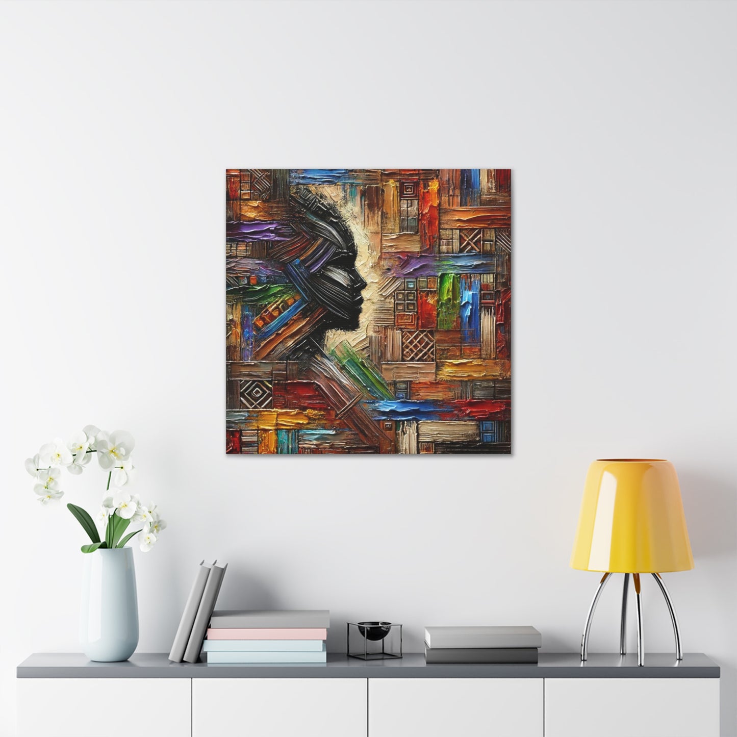 Art Print, African Print, Black Power, African Mask, Abstract Oil Finish, Unity, One Love, Canvas Gallery Wrap