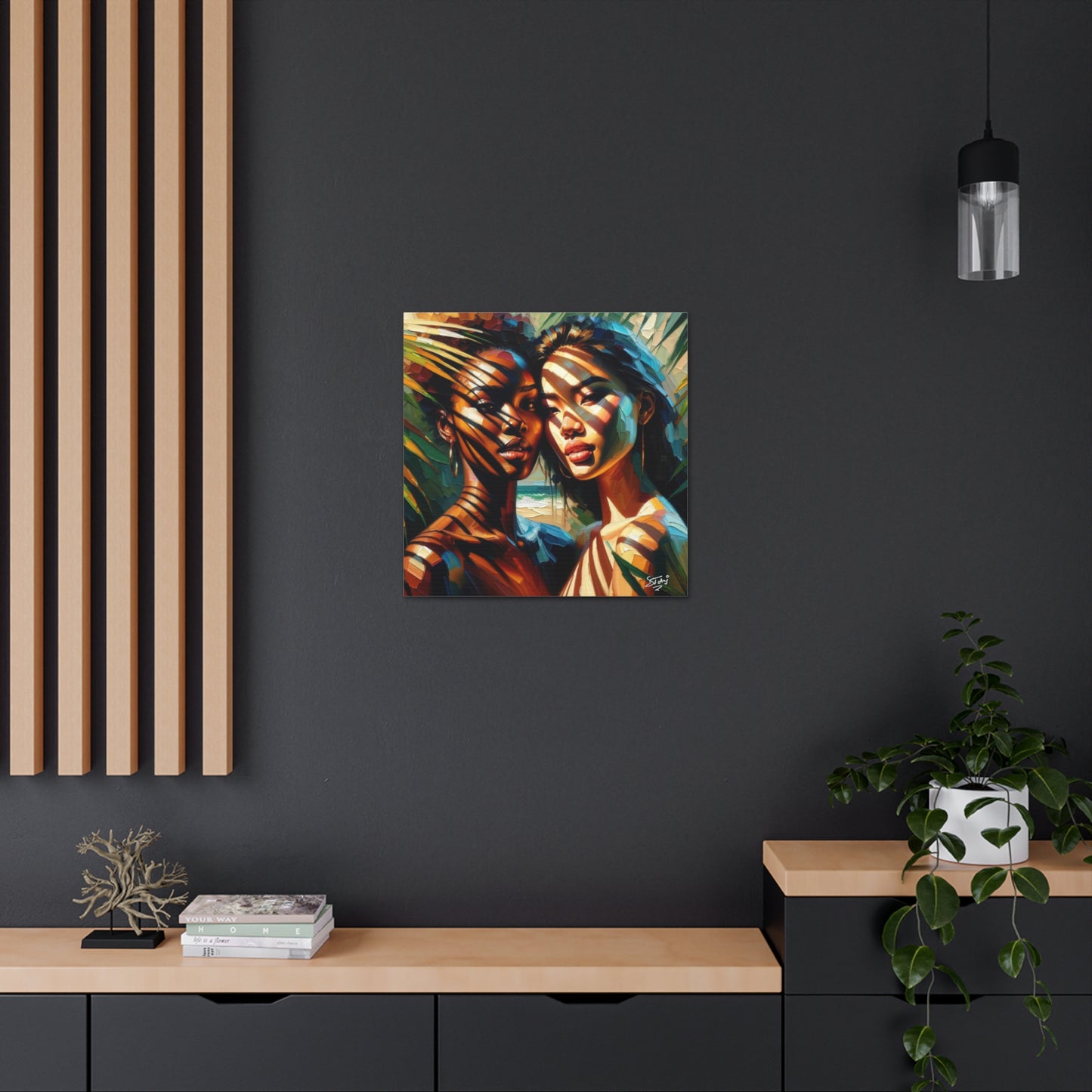 Art Print, Caribbean Women, "In the Shade" Oil Finish, West Indian Ethnicity, Cultural, Heritage, Canvas Gallery Wrap