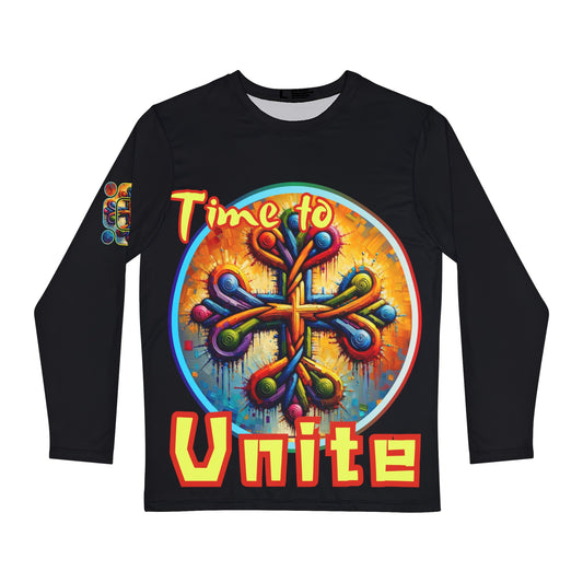 Men's Brushed Polyester Long Sleeve Shirt (AOP) "Time To Unite"