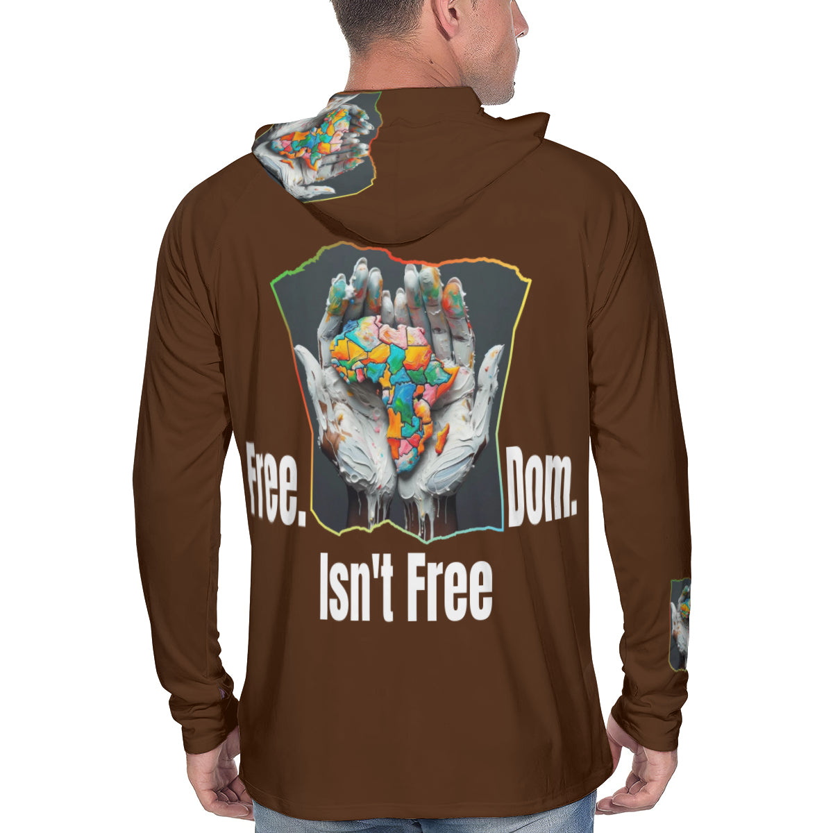 Men's Sun Protection Long Sleeve Hoodie "Fee.Dom Isn't Free"