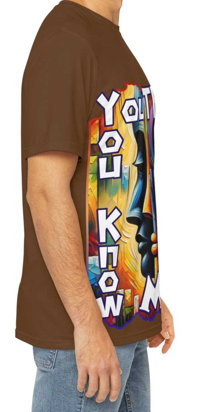 Men's Brushed Polyester Short Sleeve Tee (AOP), "You Think You Know Me?"