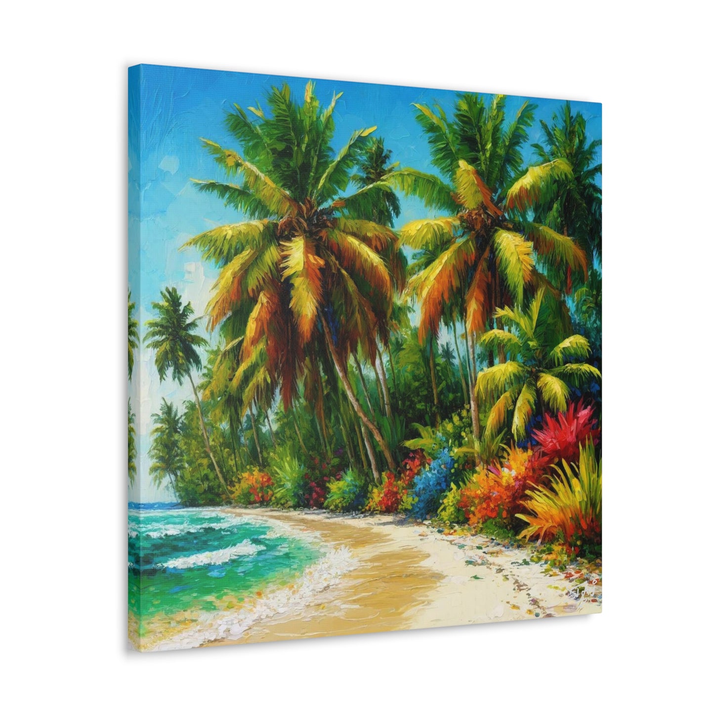 Art Print of Caribbean Beach Scene, Oil Painting, West Indian Art, Canvas Gallery Wraps