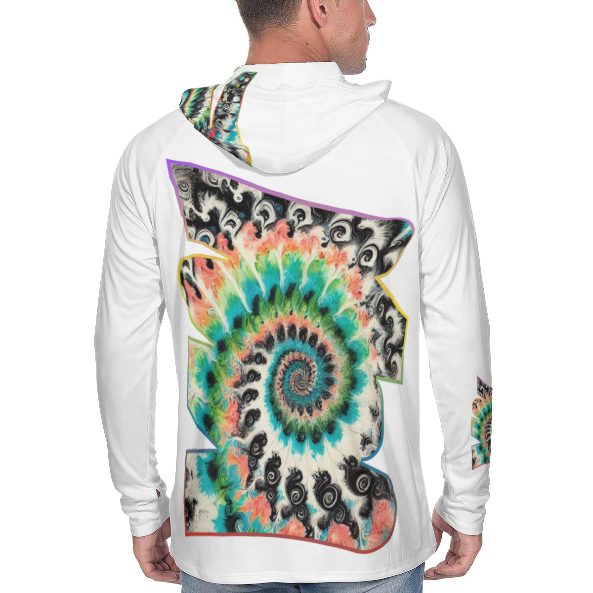 Men's Sun Protection Long Sleeve Hoodie "Abstract Tie-Dye"