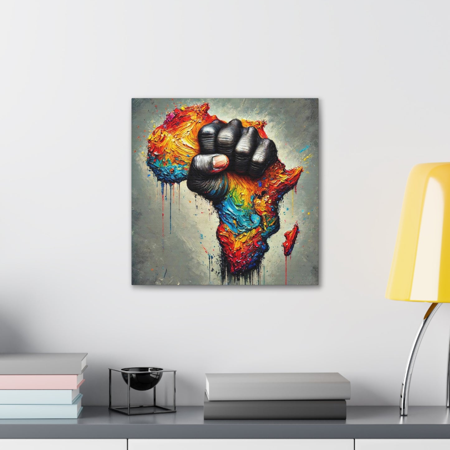 Art Print, "African Unity" Oil Finish, Abstract, One Love, West Indian Ethnicity, Cultural, Heritage, Semi-Abstract, Canvas Gallery Wrap