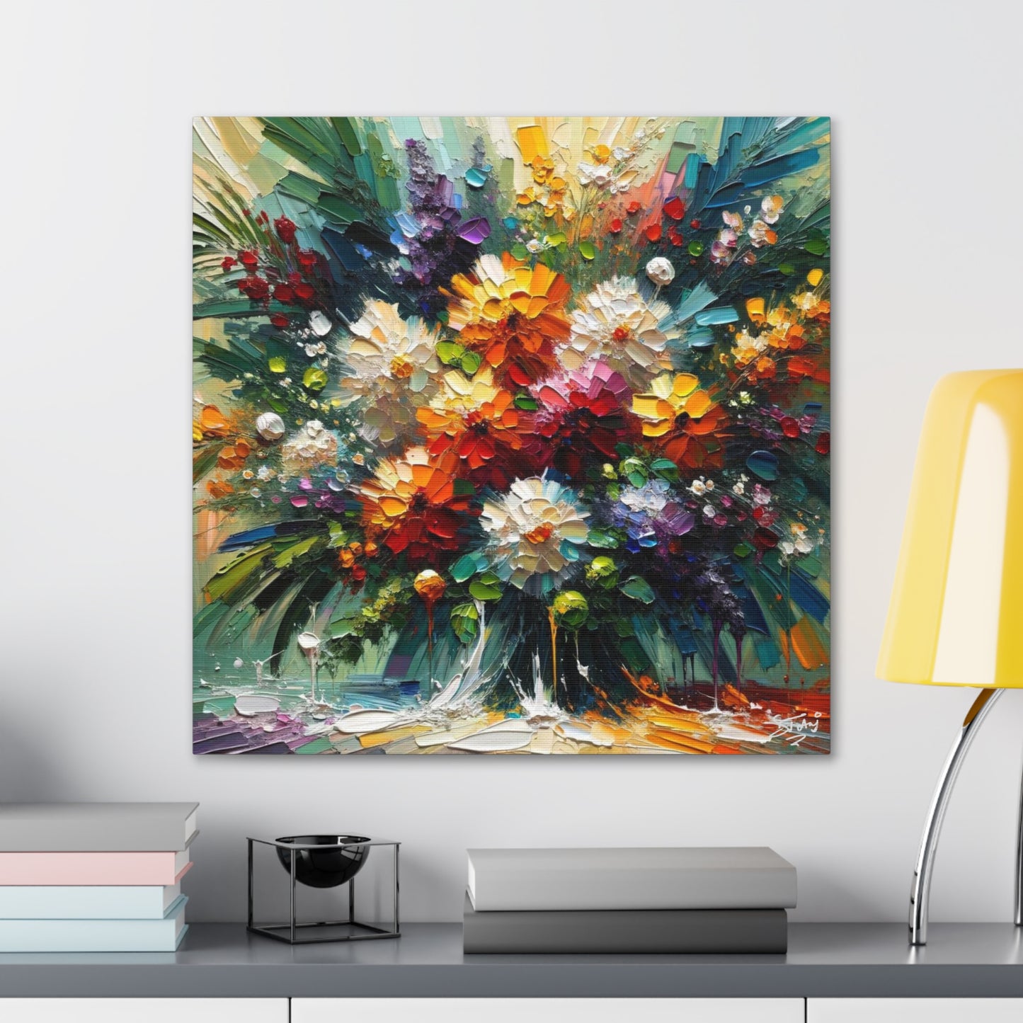 Art Print, Caribbean Flowers, Oil Finish, Caribbean Nature, Cultural, Heritage, Semi-Abstract, Canvas Gallery Wrap