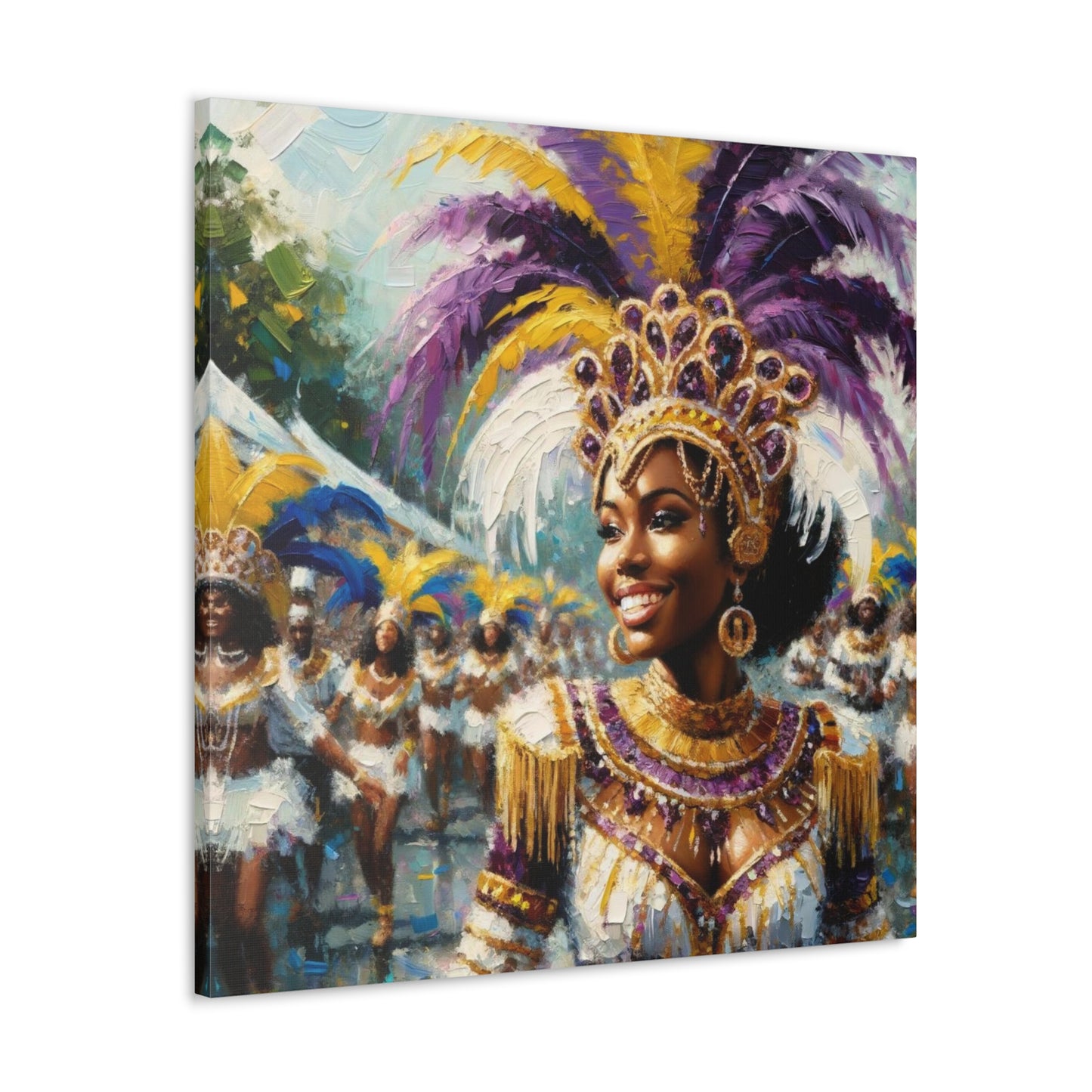 Art Print#8 of Trini Masquerader, Carnival, Oil Finish, West Indian Ethnicity, Cultural, Heritage, Art, Black Woman, Canvas Gallery Wraps