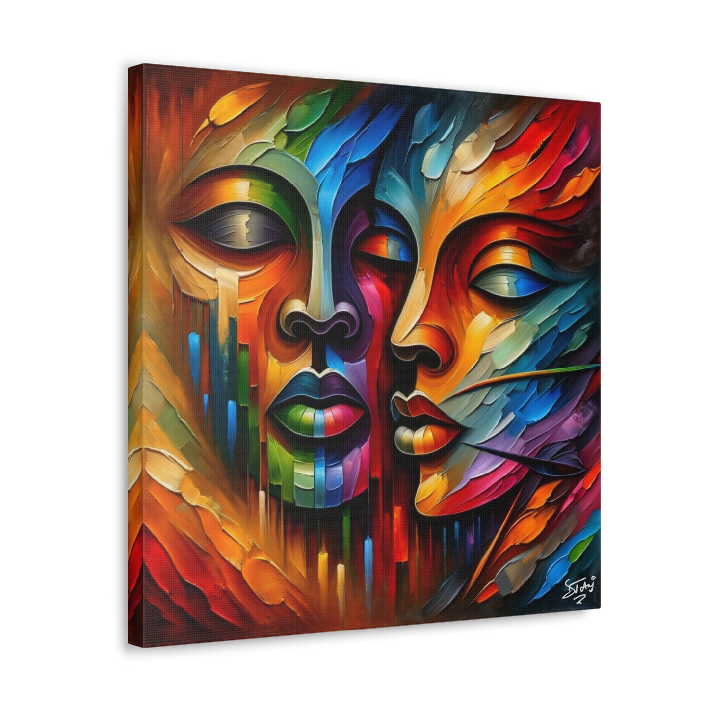 Art Print, Afro-Caribbean Masks, Oil Finish, Carnival,  West Indian Ethnicity, Cultural, Heritage, Semi-Abstract, Canvas Gallery Wrap