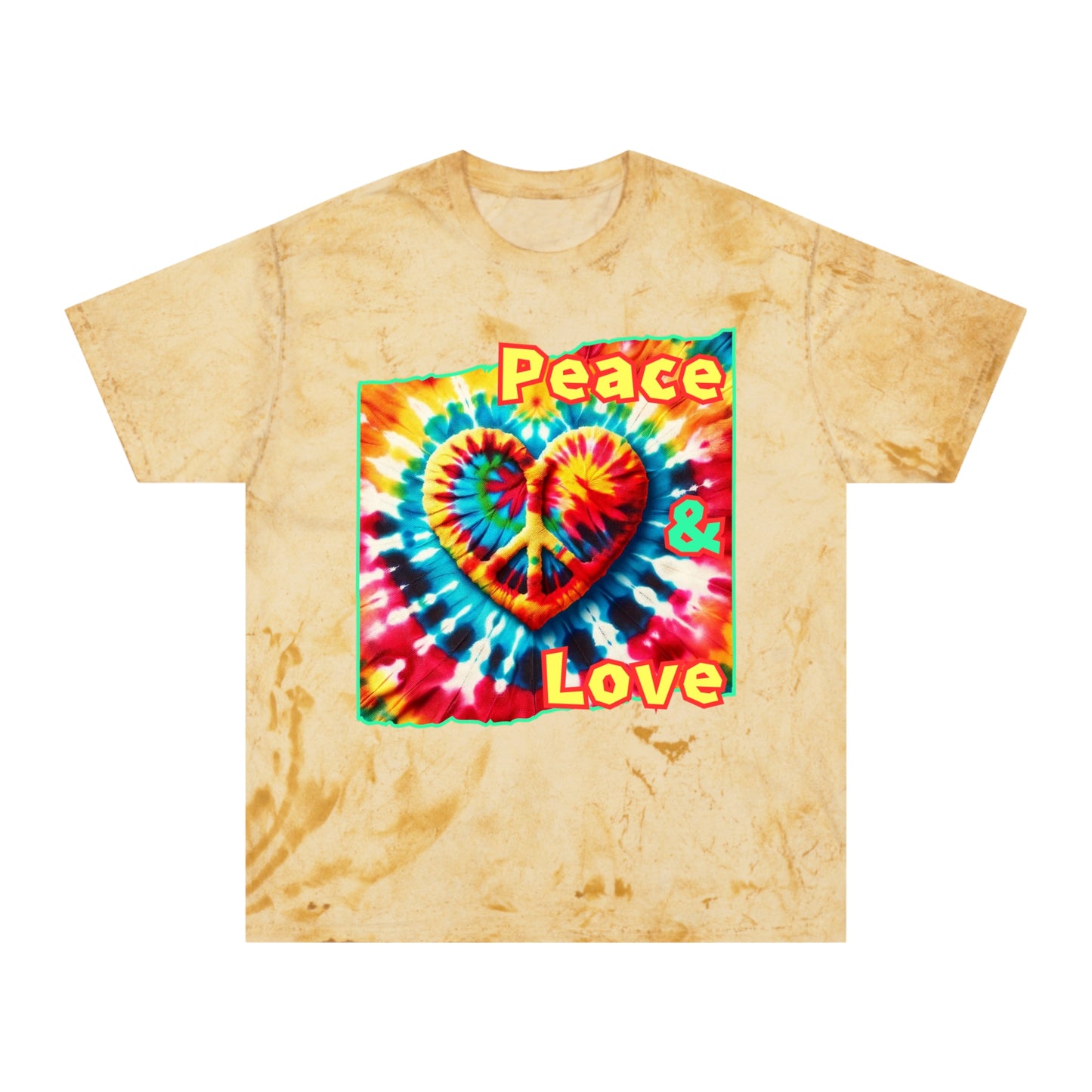 Unisex Color Blast T-Shirt "Peace & Love" One World, Self-Love, Anti-Racism, One Love, Unity, Inclusion, Diversity, Immigrant Outsiders, Cultural Identity, Black Excellence Empowerment Inspiration, FashionWithPurpose, ConsciousClothing