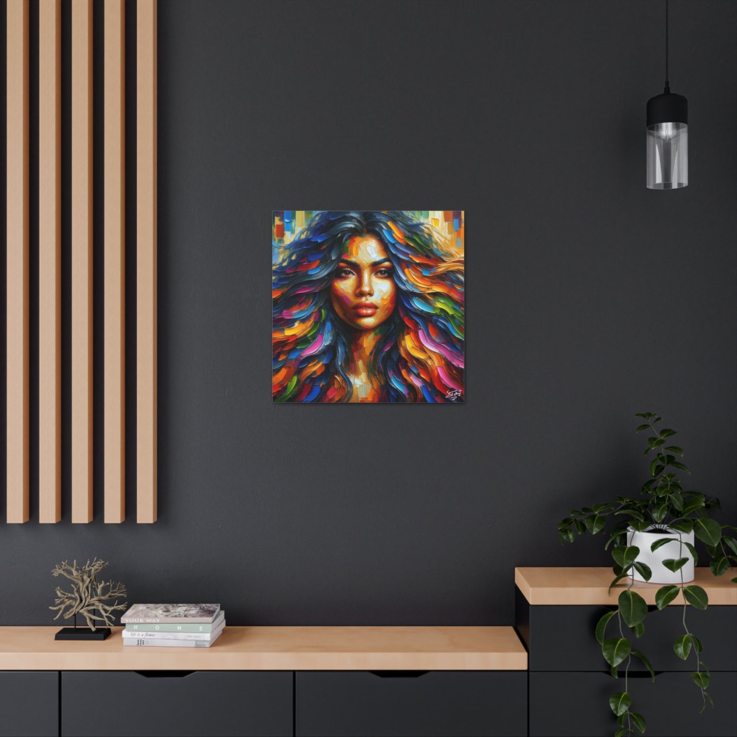 Art Print, Indo-Caribbean Woman, Oil Finish, West Indian Ethnicity, Cultural, Heritage, Semi-Abstract, Canvas Gallery Wrap