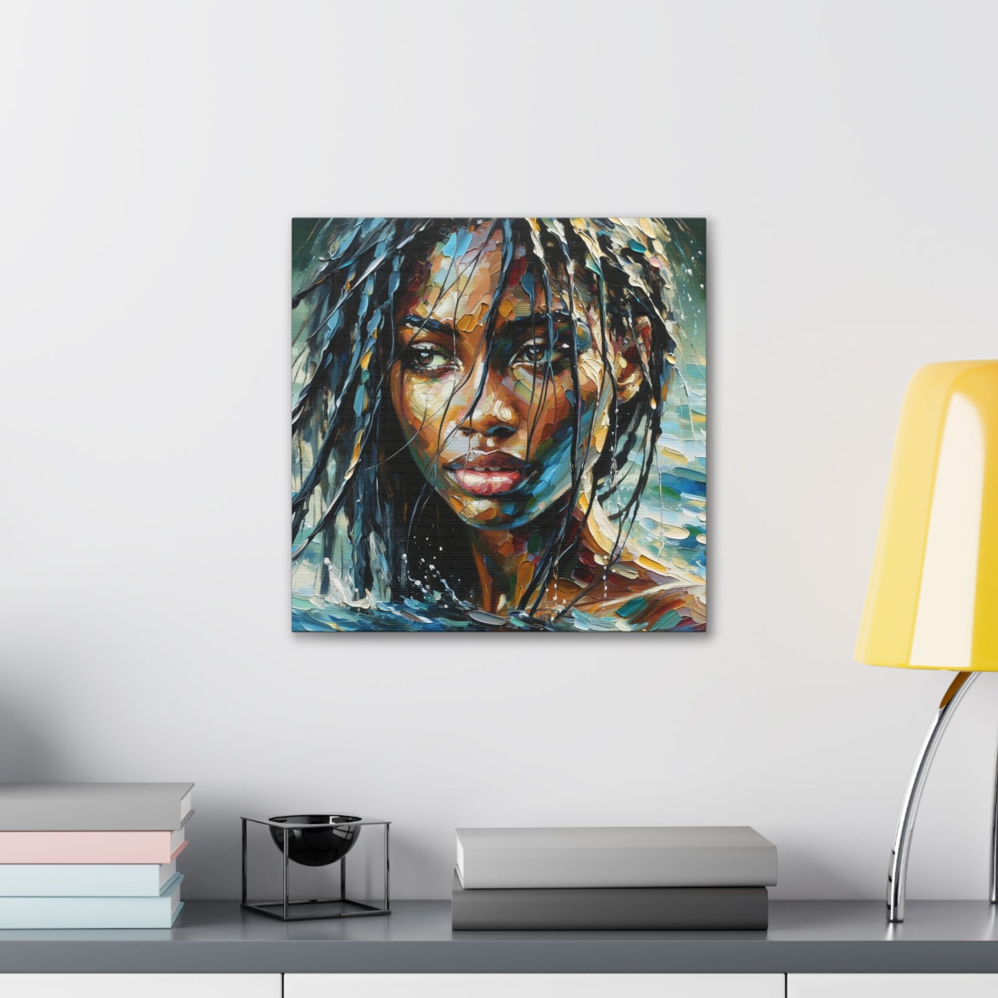 Art Print#10 of Trini Woman - Chilling in the Caribbean Sea, Oil Finish, West Indian Ethnicity, Cultural, Heritage Art, Canvas Gallery Wraps