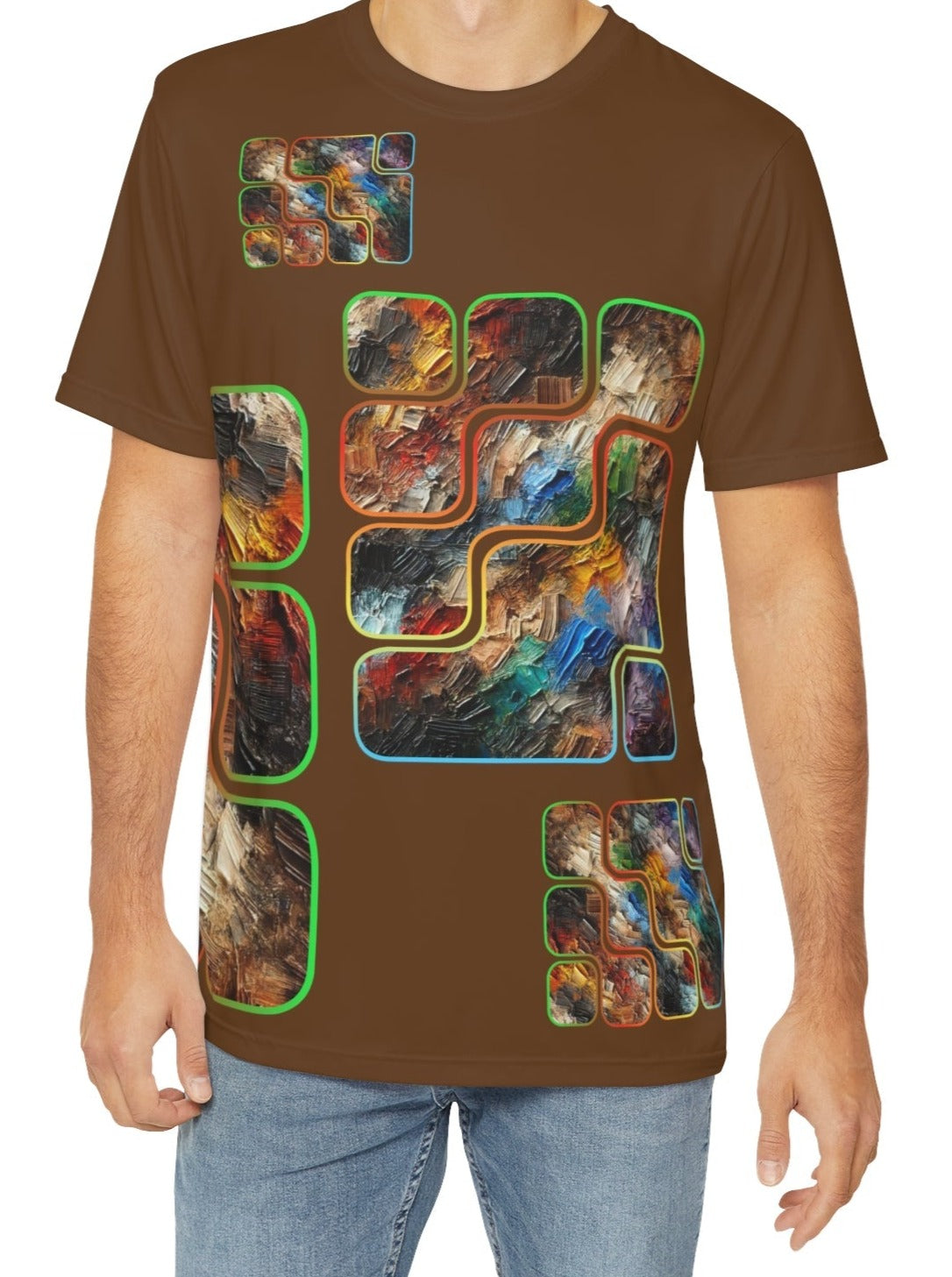 Men's Brushed Polyester Short Sleeve Tee (AOP), "Abstract African Print"