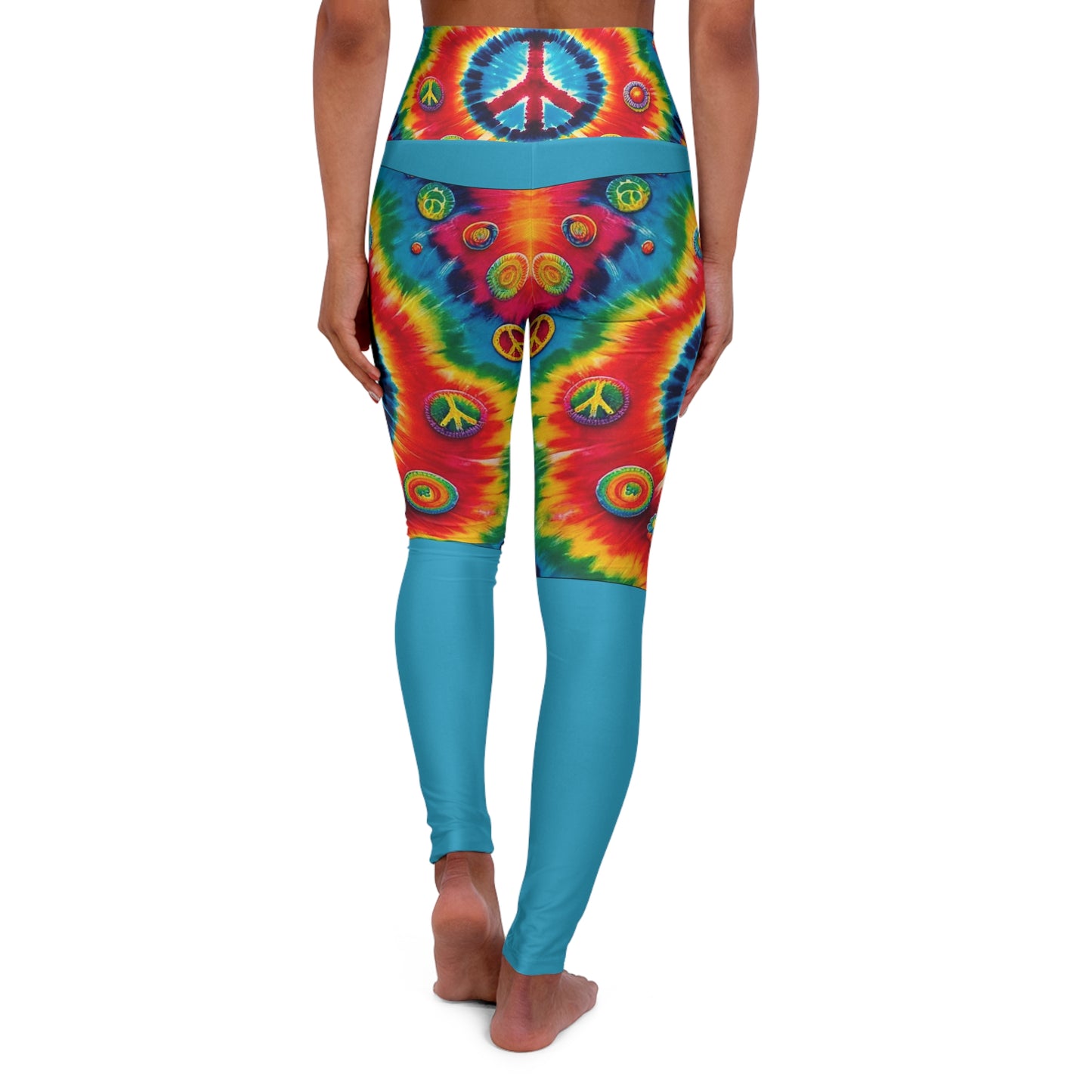 High Waisted Yoga Leggings (AOP) Abstract "Peace" Print