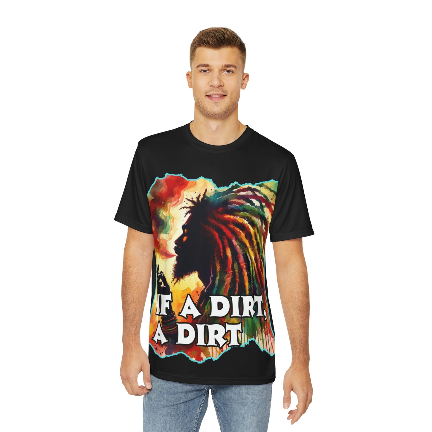 Men's Brushed Polyester Short Sleeve Tee (AOP), "If A Dirt A Dirt"