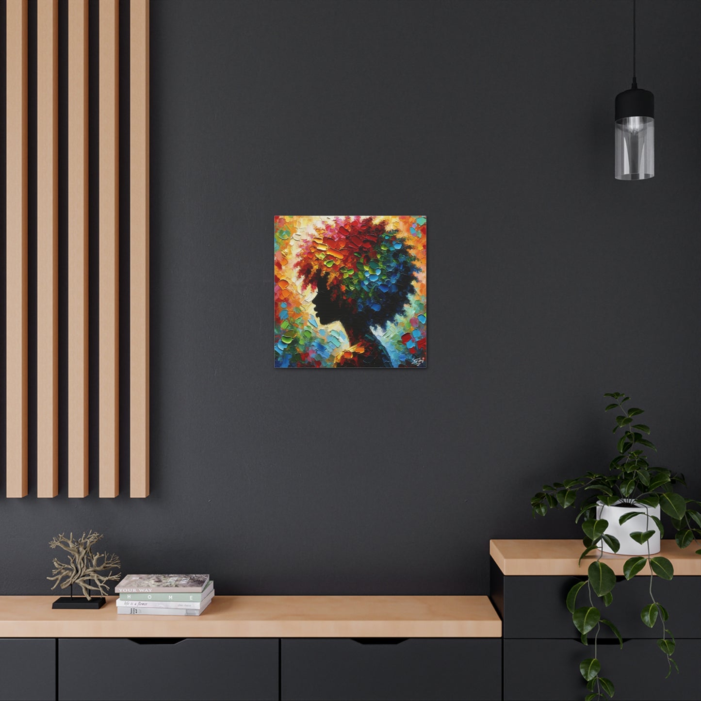 Art Print, Afro-Caribbean Woman, Oil Finish, West Indian Ethnicity, Cultural, Heritage, Semi-Abstract, Canvas Gallery Wrap