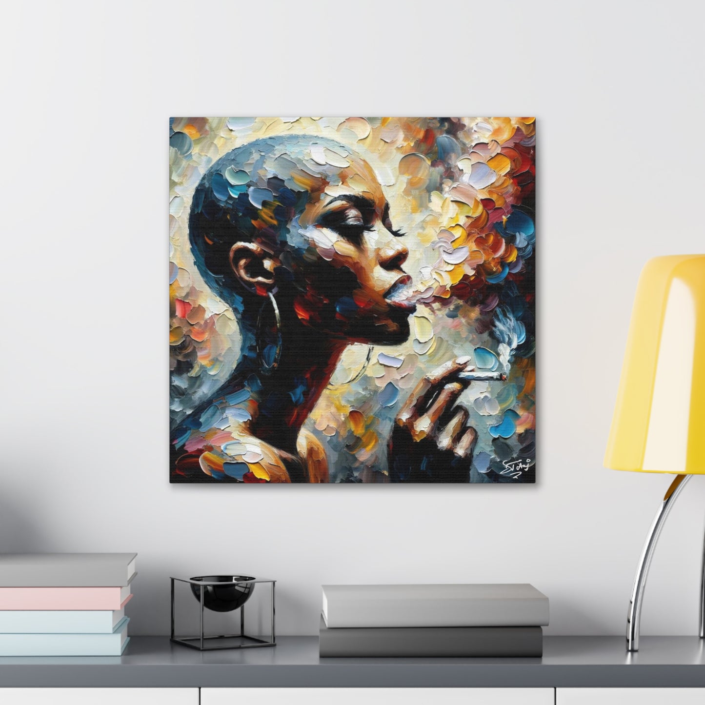 Art Print, Afro-Caribbean Woman, "Confident" Oil Finish, West Indian Ethnicity, Cultural, Heritage, Abstract, Canvas Gallery Wrap