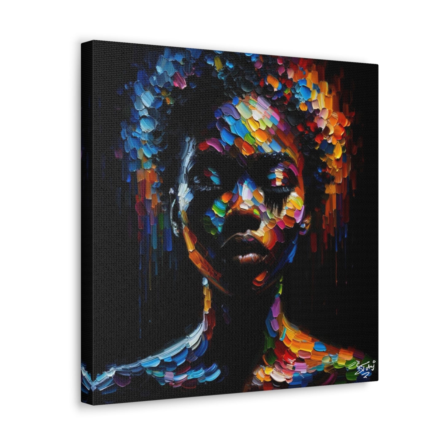 Art Print, Afro-Caribbean Woman "In Silhouette," Oil Finish, West Indian Ethnicity, Cultural, Heritage, Semi-Abstract, Canvas Gallery Wrap