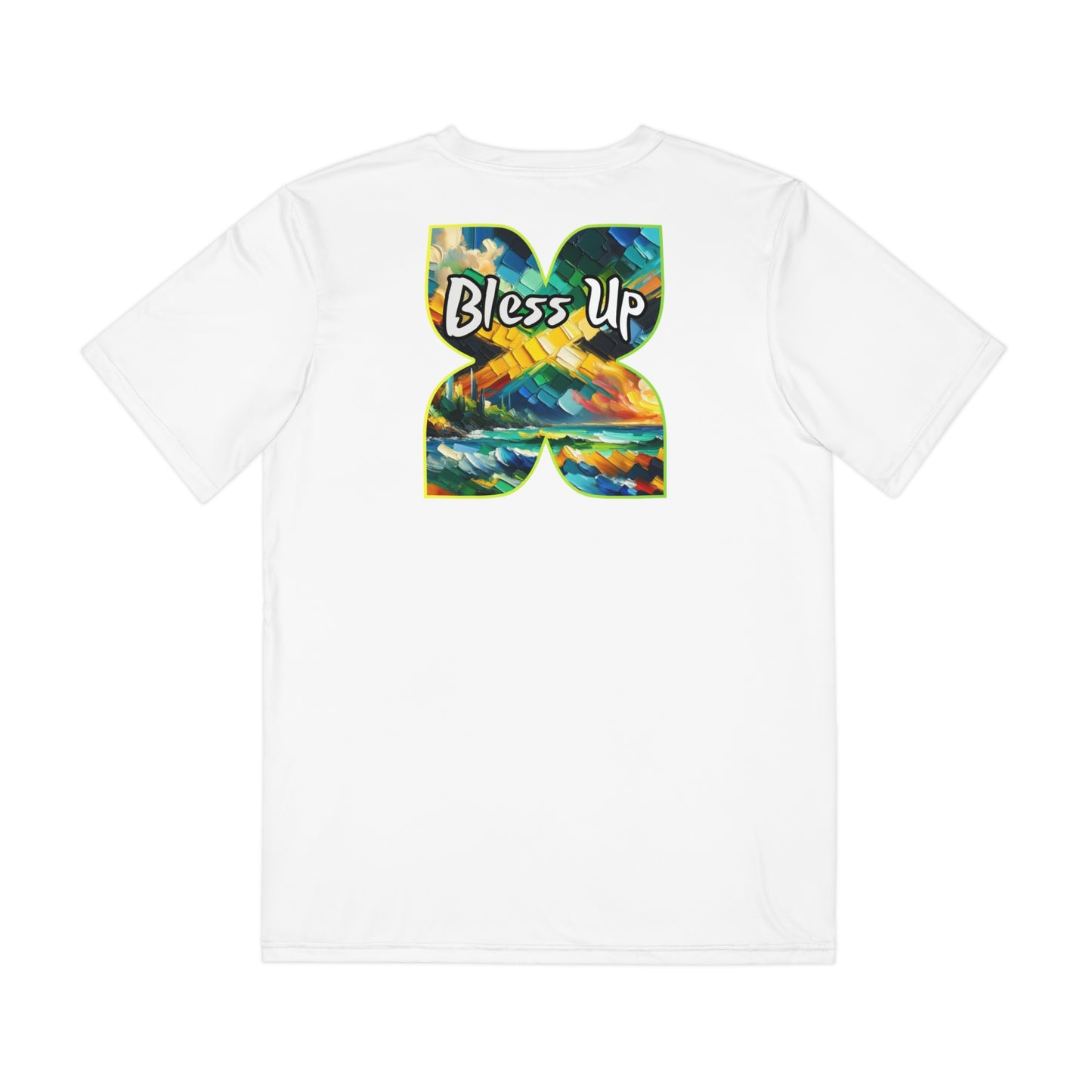 Men's Brushed Polyester Short Sleeve Tee (AOP), "Bless Up"