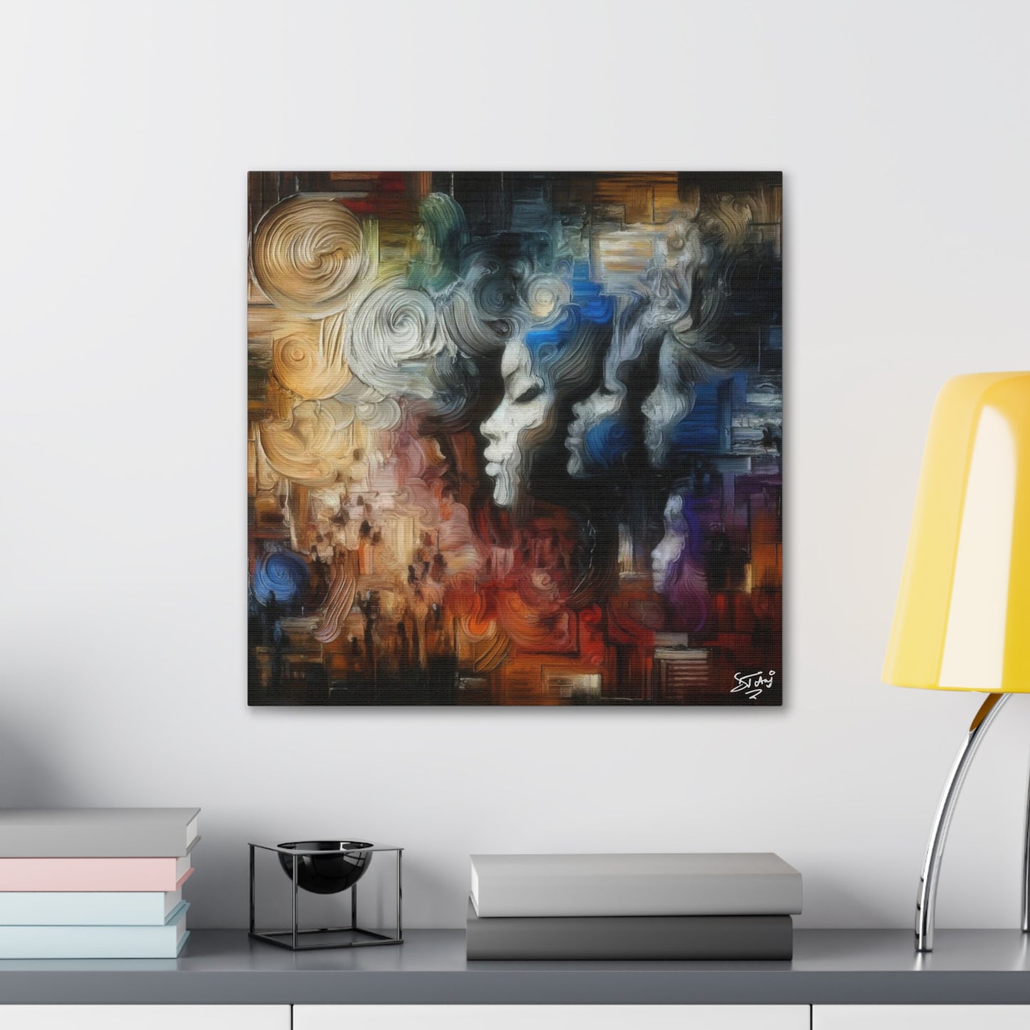 Art Print, African Women "In Abstraction," Black Roots, Oil Finish, Unity, One Love, Abstract, Canvas Gallery Wrap