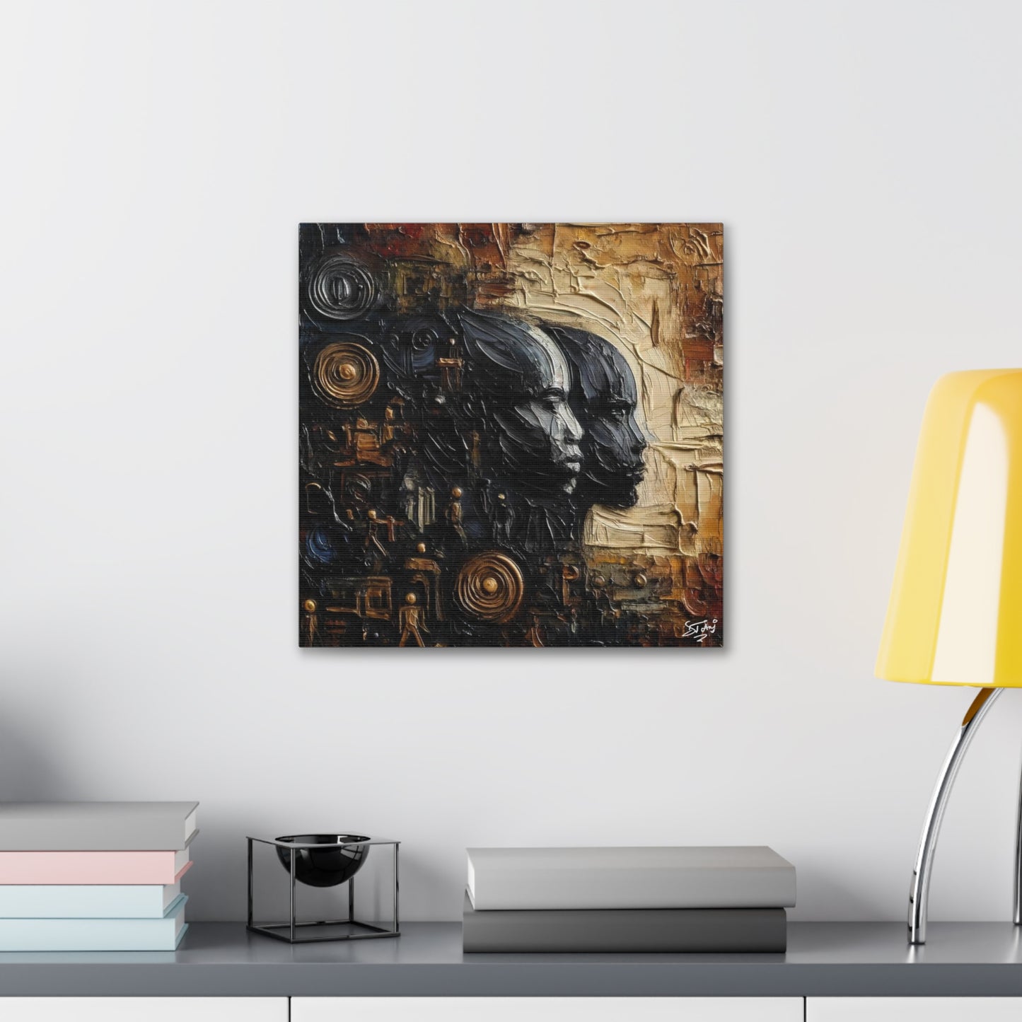 Art Print, African Men "In Abstraction," Black Roots, Oil Finish, Unity, One Love, Abstract, Canvas Gallery Wrap