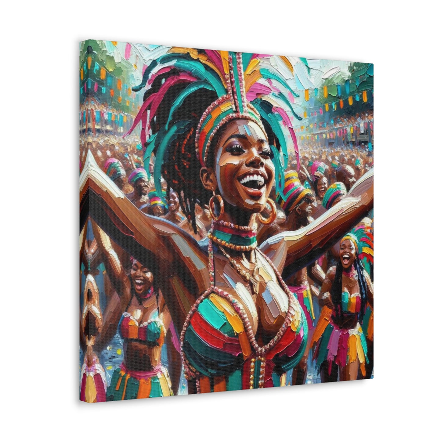 Art Print#2 of Trini Masquerader, Carnival, Oil Finish, West Indian Ethnicity, Cultural, Heritage, Art, Black Woman, Canvas Gallery Wraps