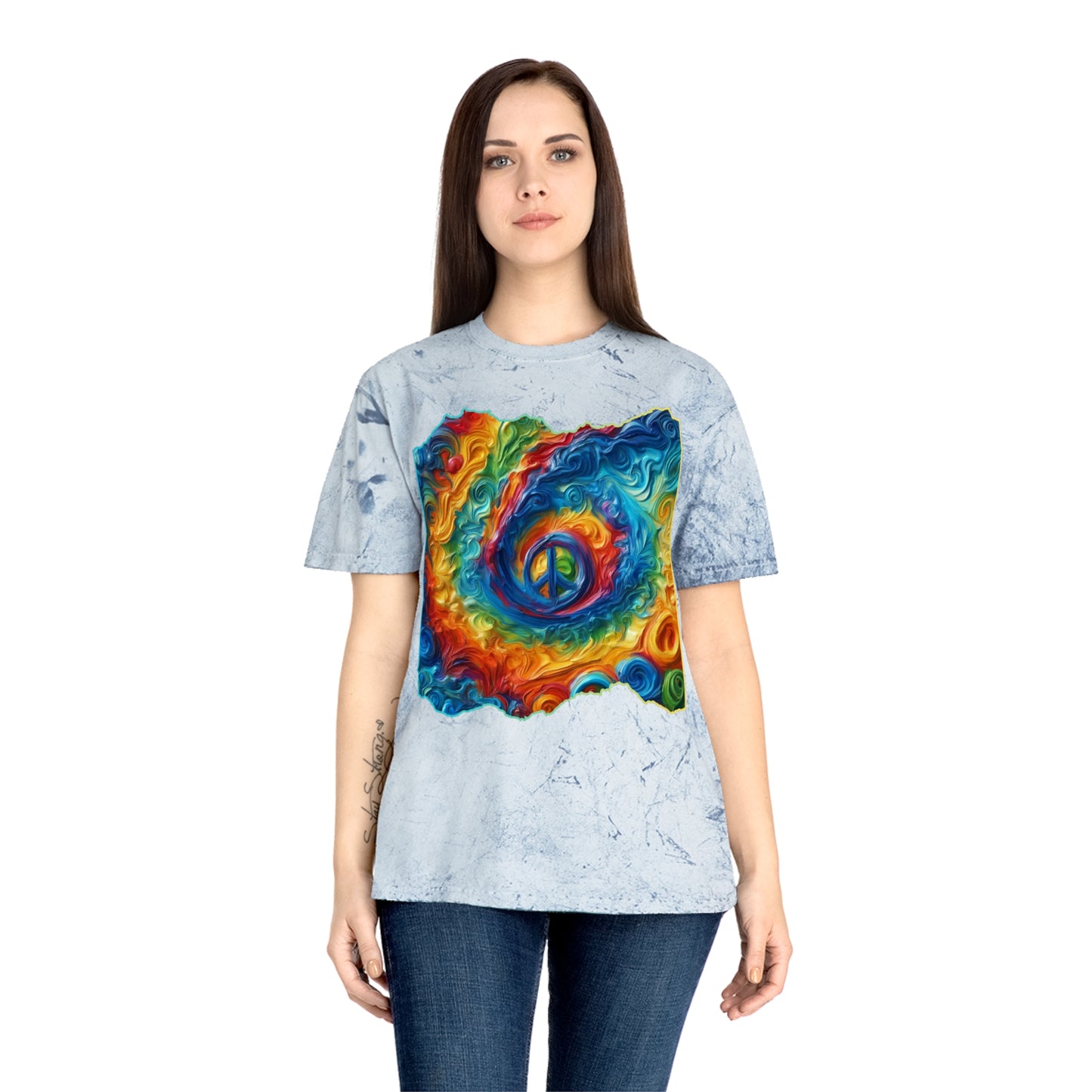 Unisex Color Blast T-Shirt "Peace" One World, Self-Love, Anti-Racism, One Love, Unity, Inclusion, Diversity, Immigrant Outsiders, Cultural Identity, Black Excellence Empowerment, Inspiration