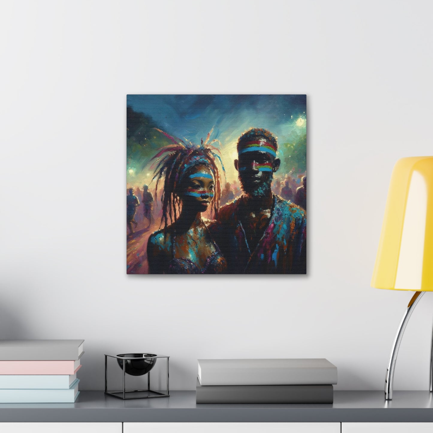 Art Print of Jouvert Morning, Afro-Caribbean Couple#2, Oil Finish, West Indian Ethnicity, Cultural, Heritage, Canvas Gallery Wraps