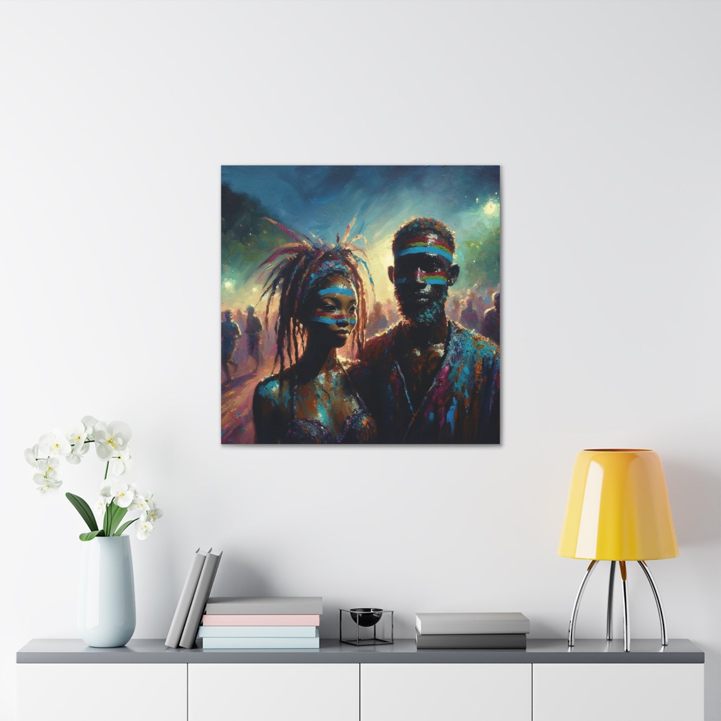 Art Print of Jouvert Morning, Afro-Caribbean Couple#2, Oil Finish, West Indian Ethnicity, Cultural, Heritage, Canvas Gallery Wraps