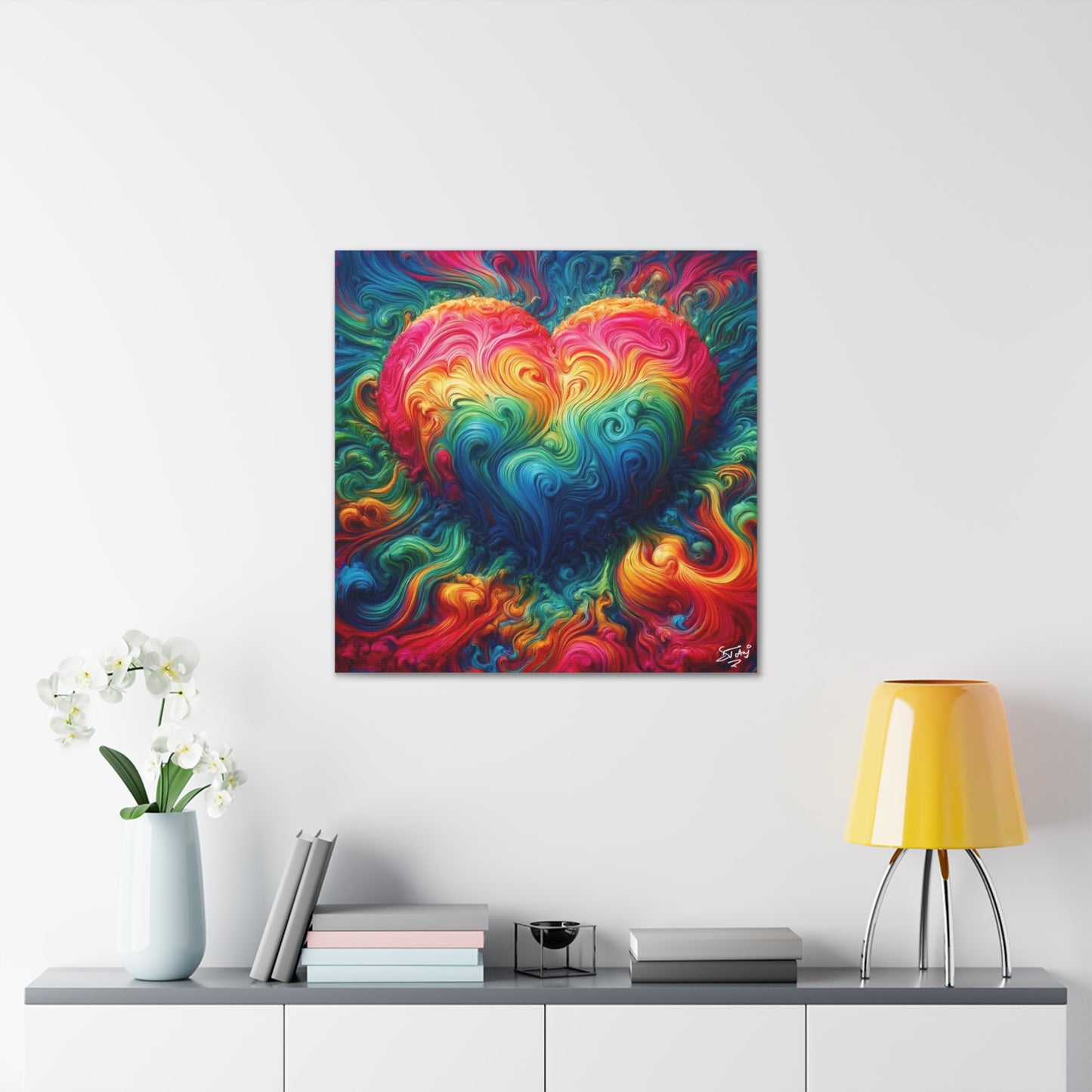 Art Print, "Love," Oil Finish, Unity, Togetherness, One Love, Semi-Abstract, Canvas Gallery Wrap