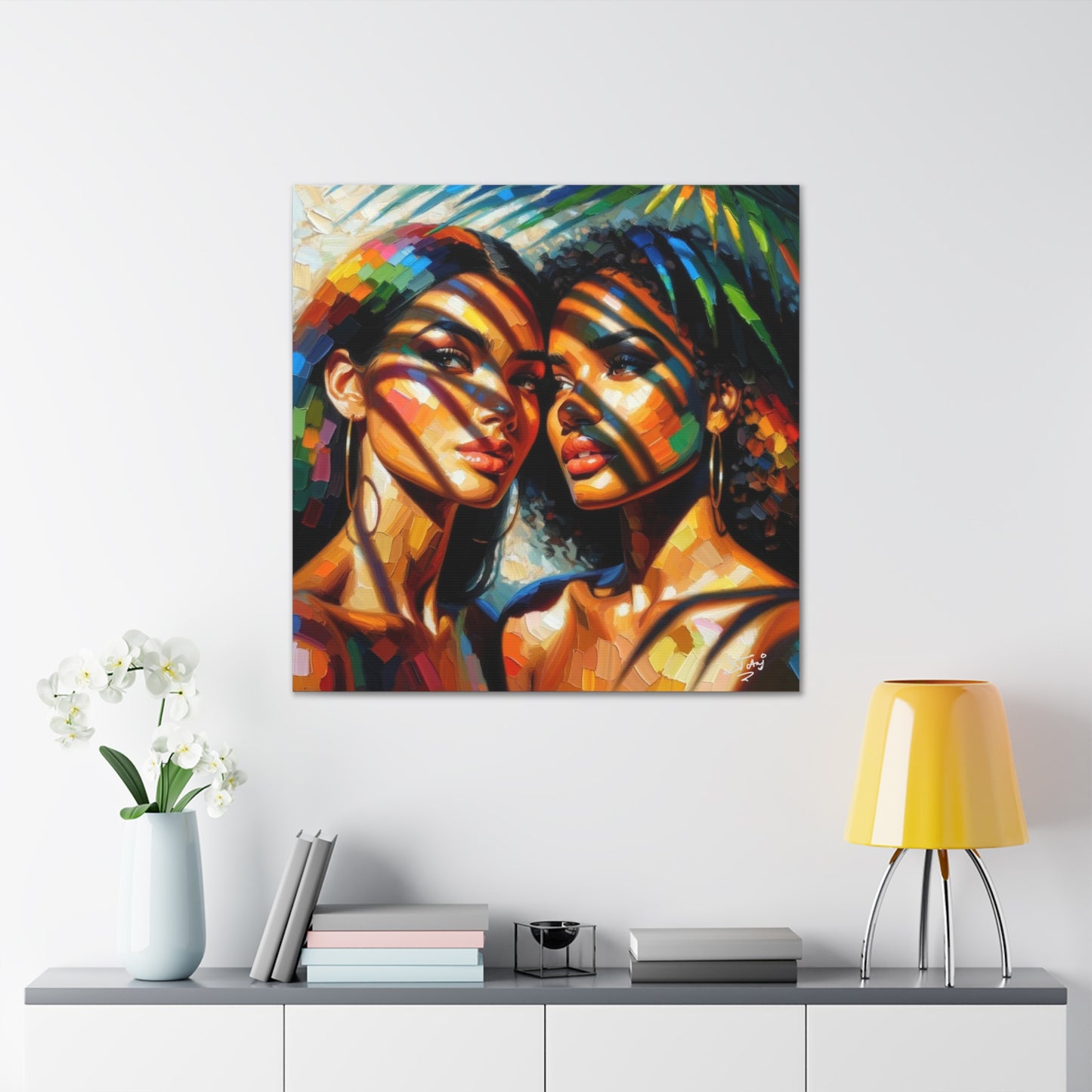 Art Print, Caribbean Women, "In the Shade" Oil Finish, West Indian Ethnicity, Cultural, Heritage, Canvas Gallery Wrap