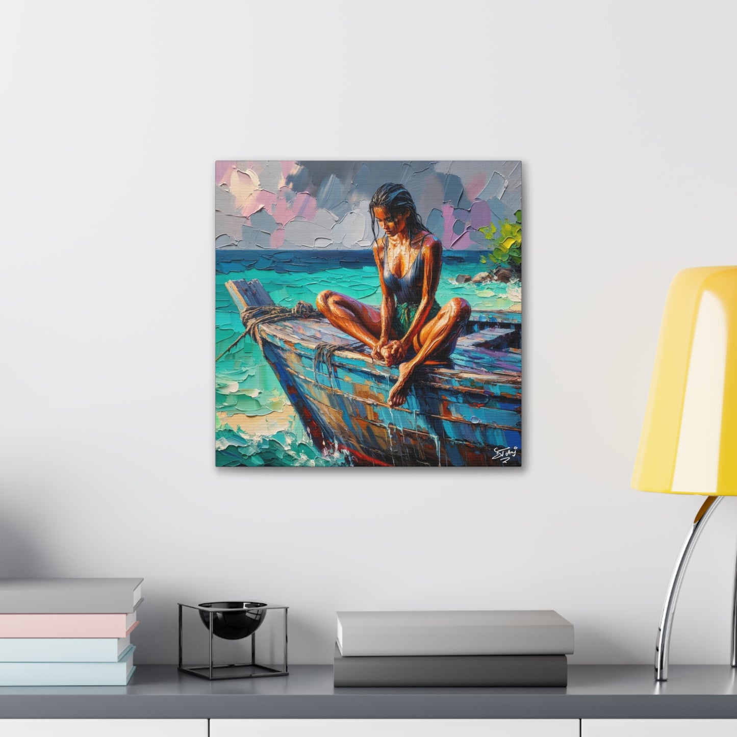 Art Print, Indo-Caribbean Woman, Oil Finish, West Indian Ethnicity, Cultural, Heritage, Semi-Abstract, Canvas Gallery Wrap