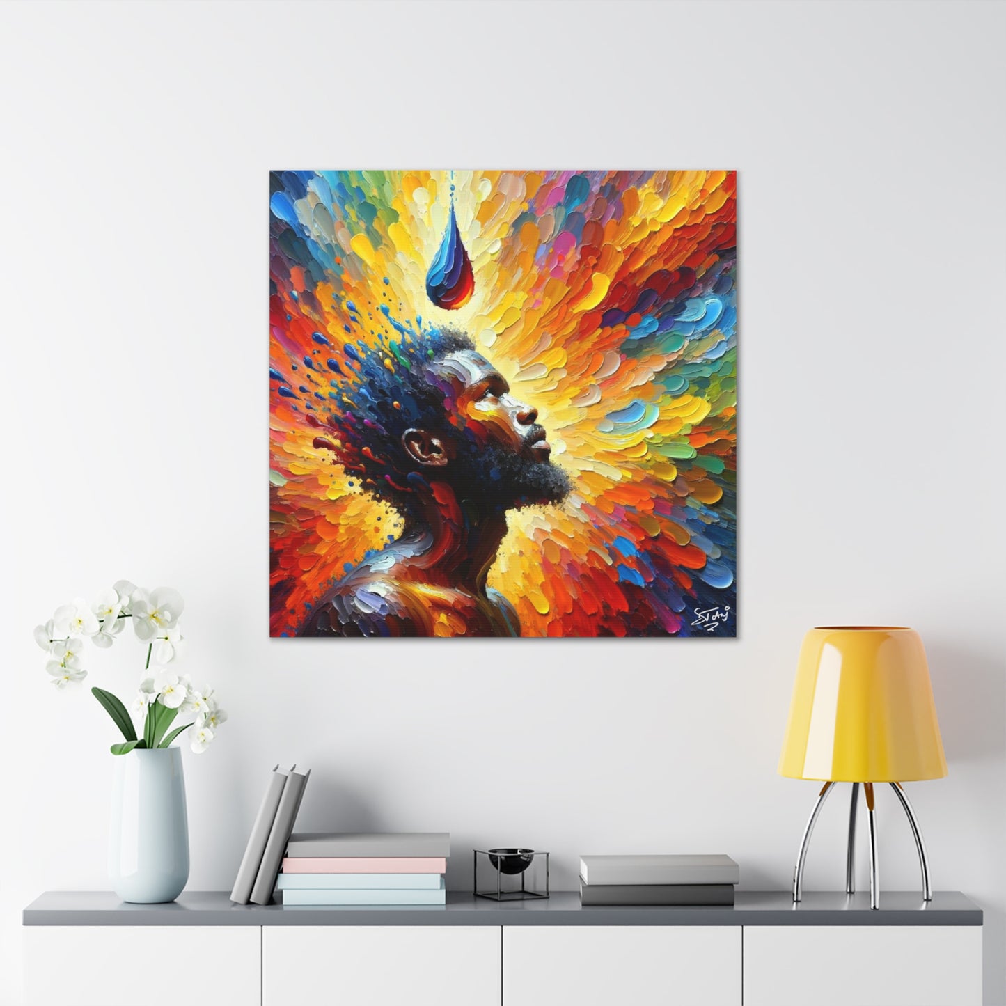 Art Print, Afro-Caribbean Man, "One Drop" Oil Finish, West Indian Ethnicity, Cultural, Heritage, Abstract, Canvas Gallery Wrap