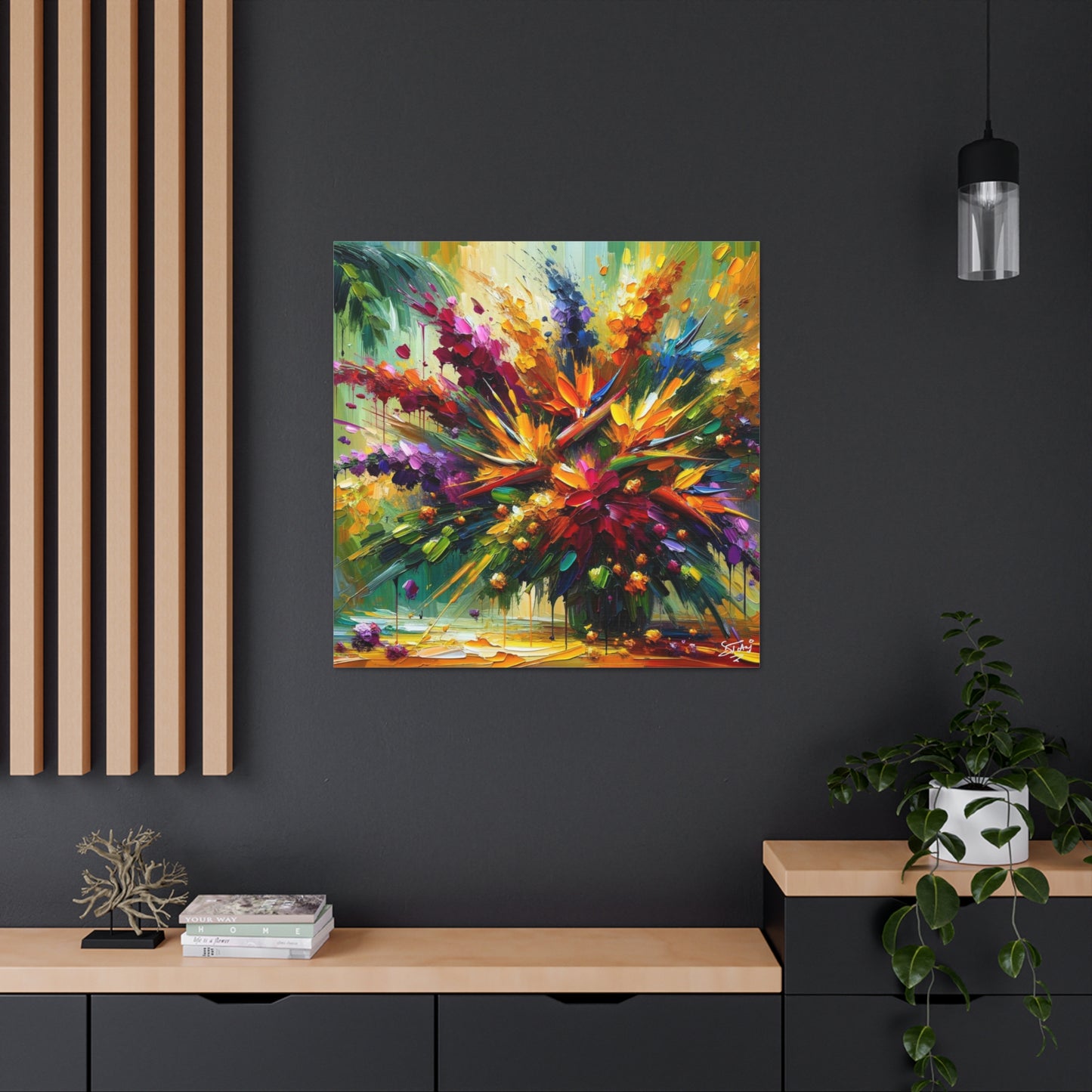 Art Print of Caribbean Bouquet, Oil Finish, West Indian Art, Canvas Gallery Wraps