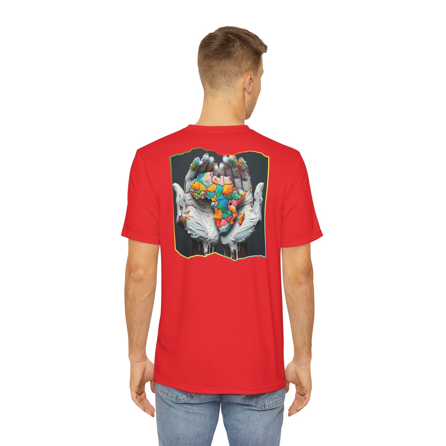 Men's Brushed Polyester Short Sleeve Tee (AOP), "Africa"