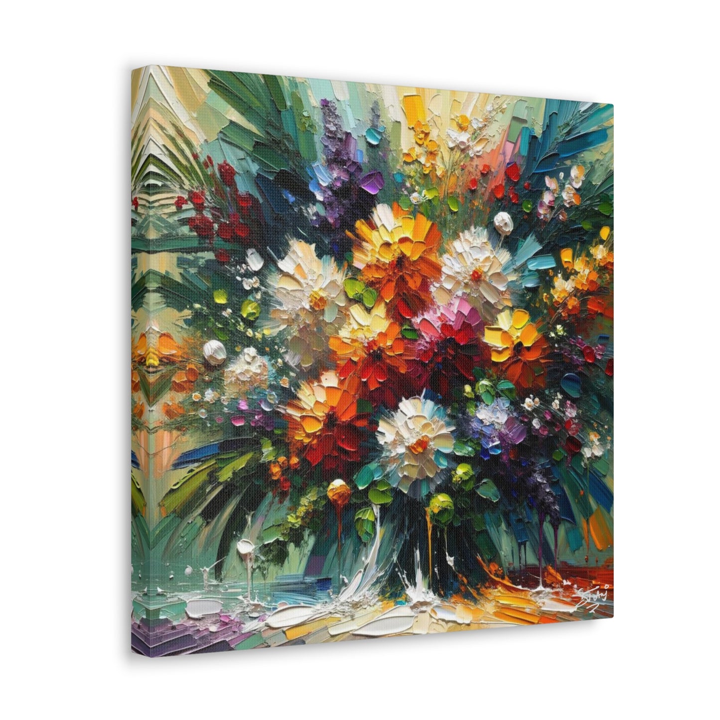 Art Print, Caribbean Flowers, Oil Finish, Caribbean Nature, Cultural, Heritage, Semi-Abstract, Canvas Gallery Wrap