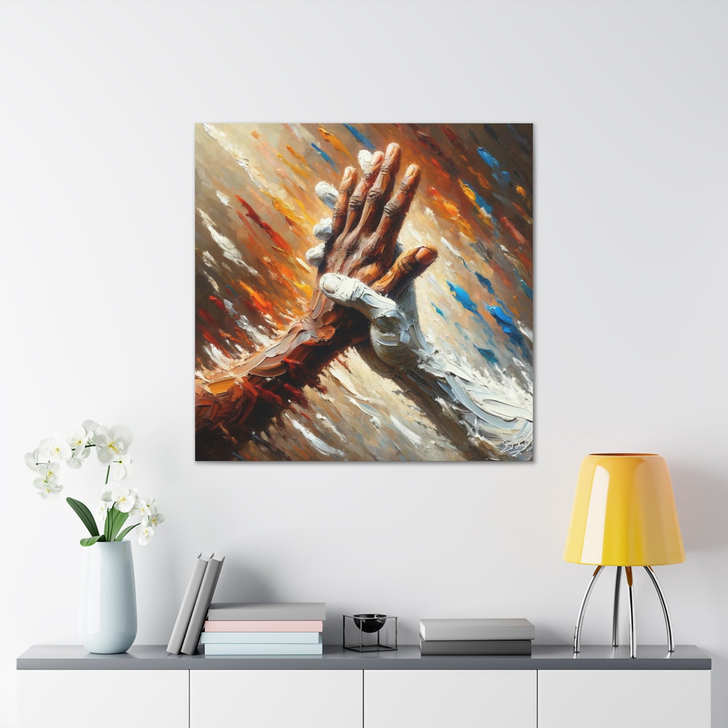 Art Print, "Unity," Oil Finish, One Love, West Indian Ethnicity, Cultural, Heritage, Semi-Abstract, Canvas Gallery Wrap