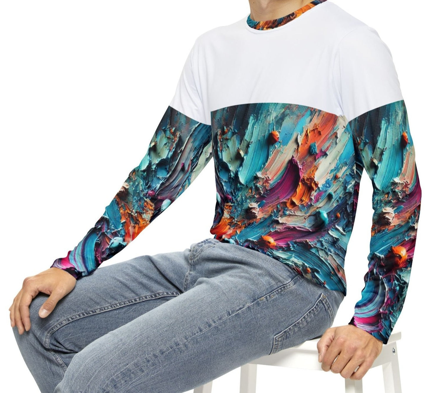 Men's Brushed Polyester Long Sleeve Shirt (AOP) Abstract Paint Print