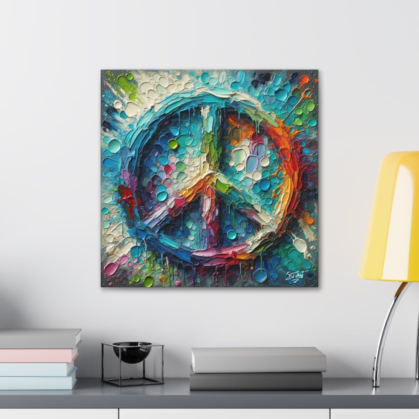 Art Print, "Peace" Oil Finish, Abstract, One Love, West Indian Ethnicity, Cultural, Heritage, Semi-Abstract, Canvas Gallery Wrap